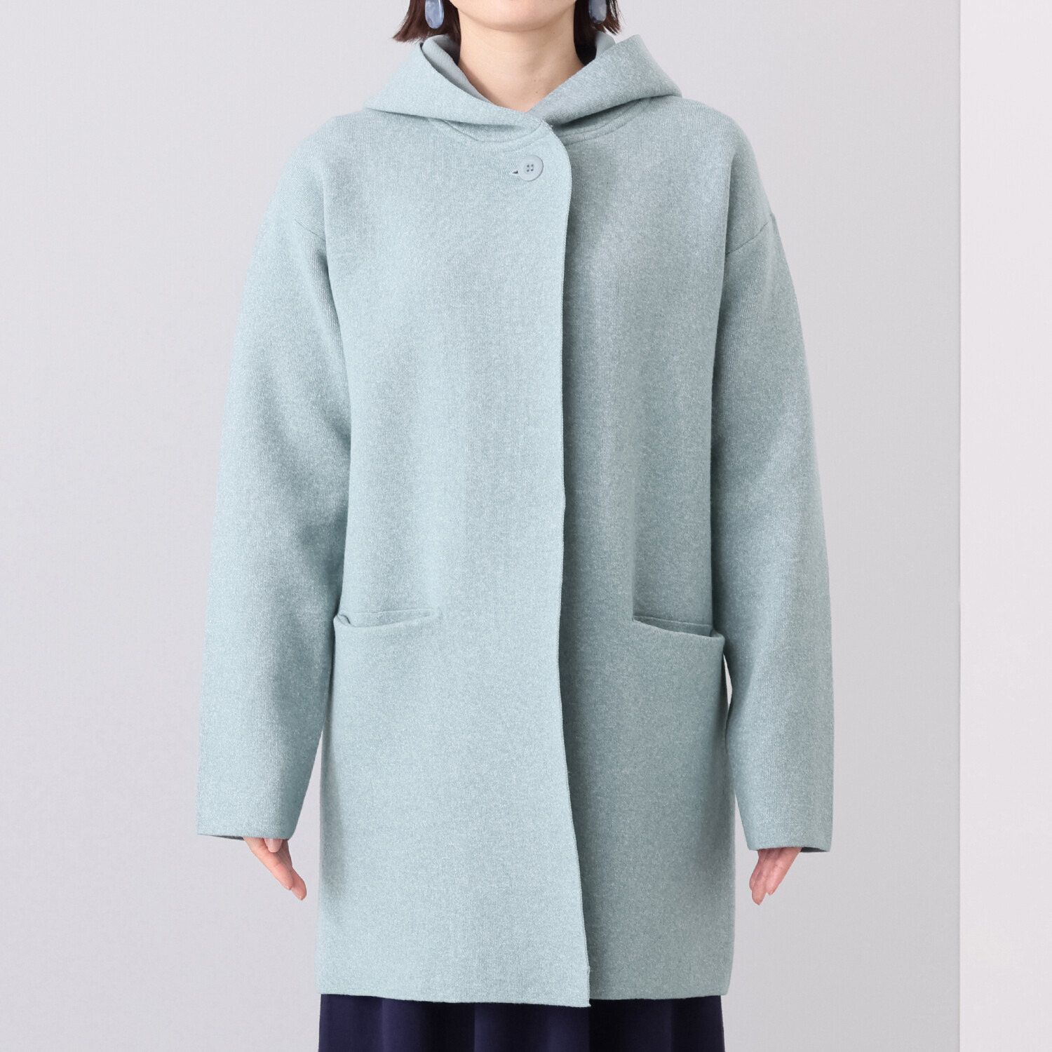 ルクオーレ フード付 ダブルフェイス ニットコーディガン- ショップ