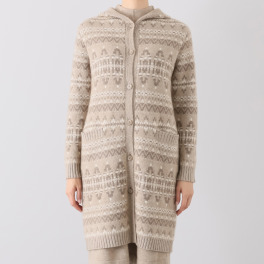 ネイチャーズ 無染色カシミヤ ジャガード編 フーディーコートへ