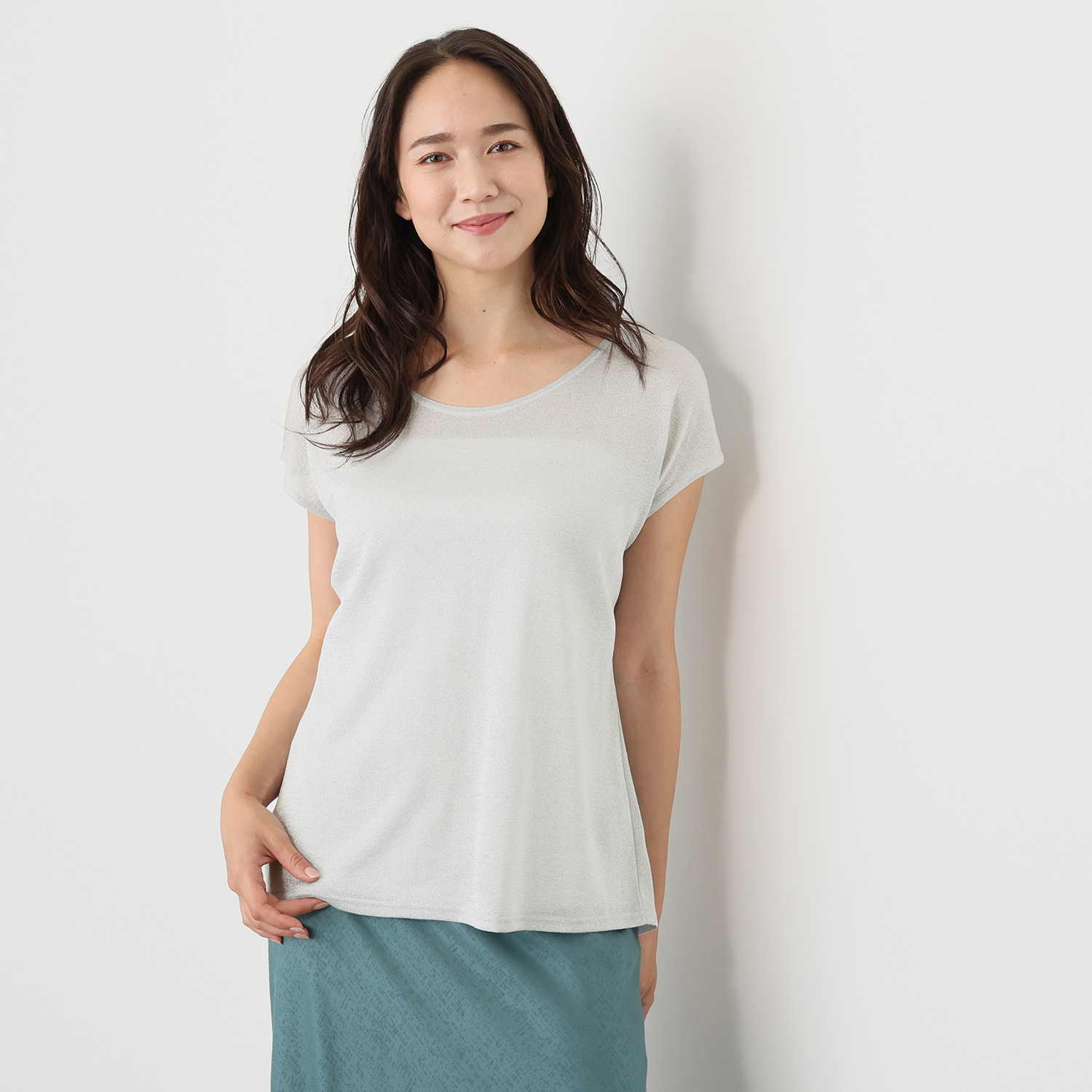 ダジュール ラメニット フレンチスリーブ プルオーバー