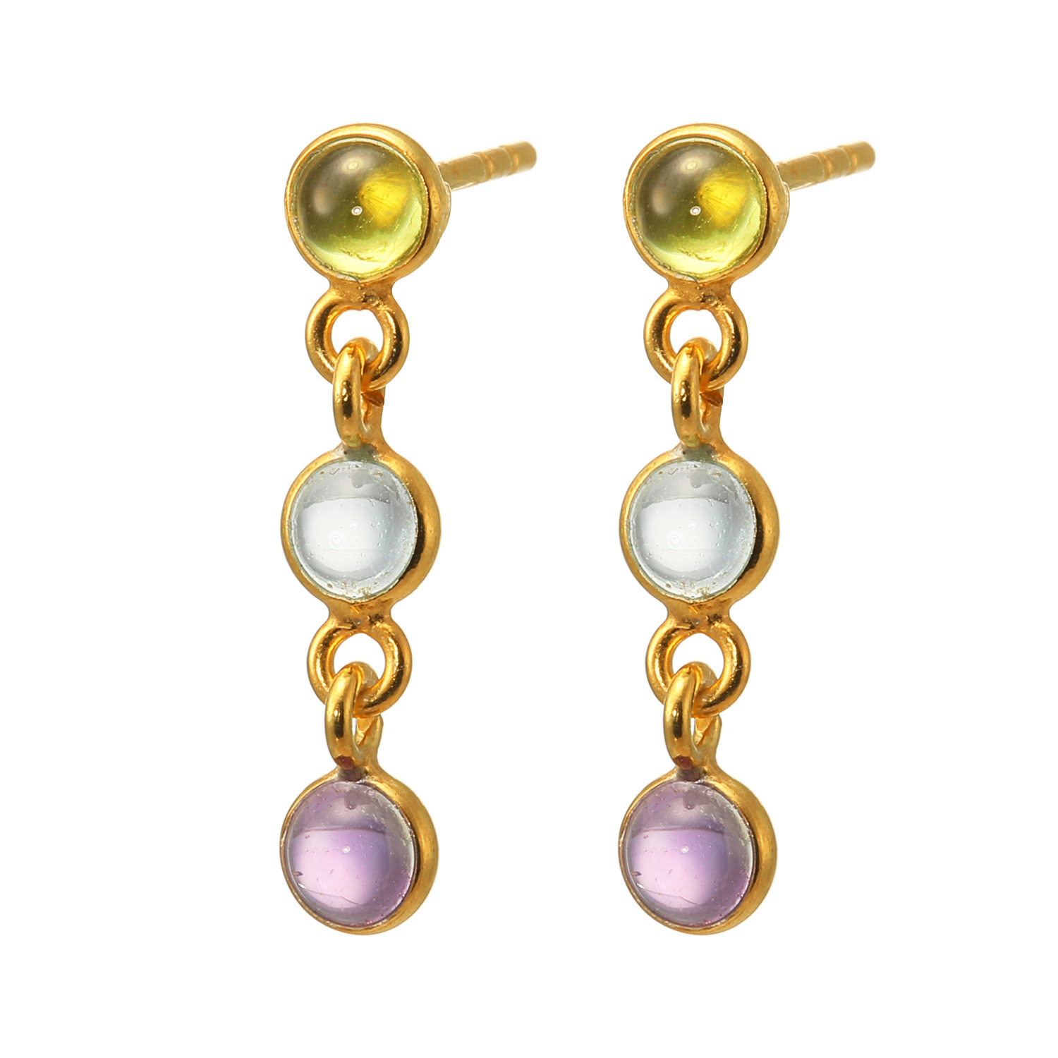 インプレスミー シルバー マルチジェム スリーストーン カボションピアス