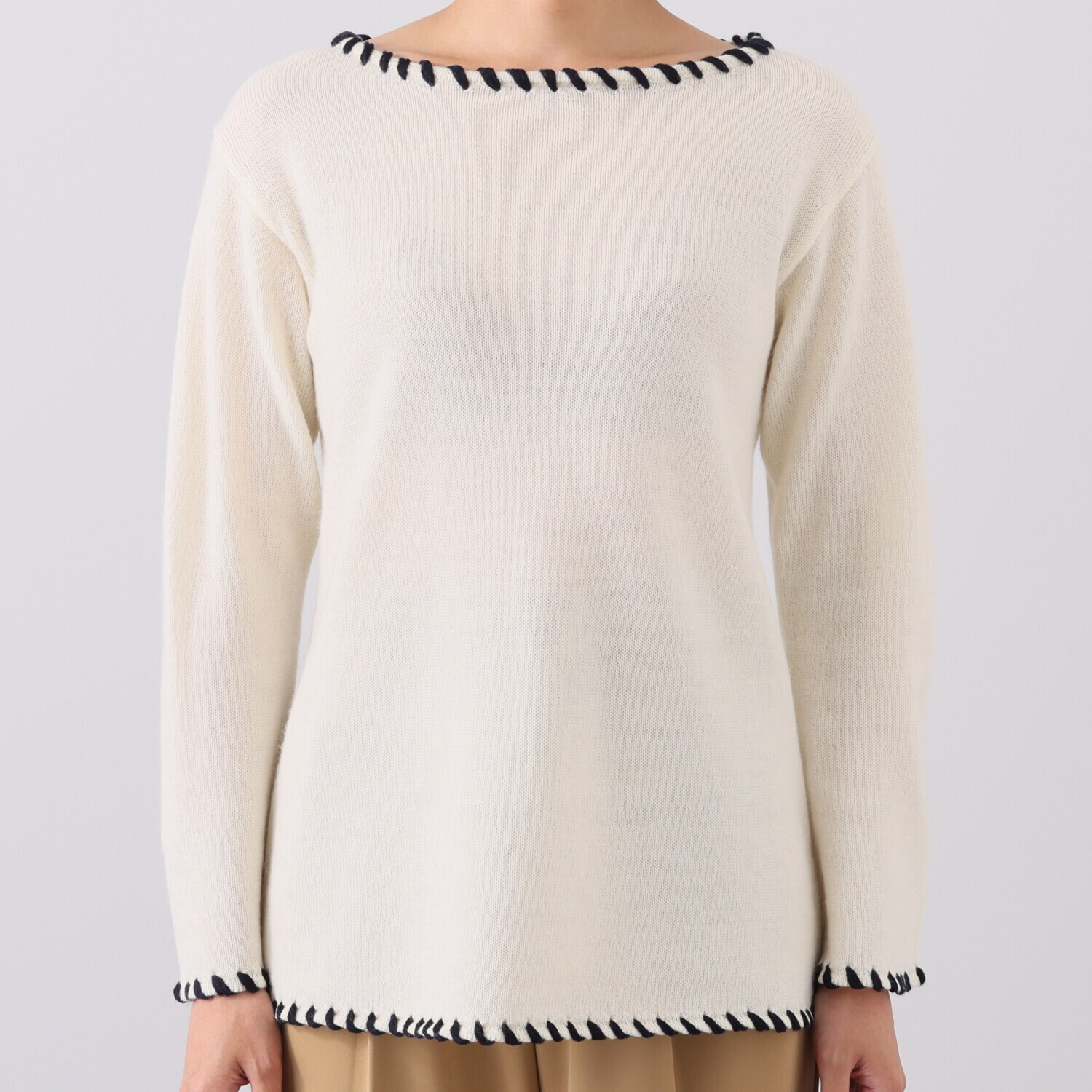 モカサン　ジュンコシマダ ステッチデザイン ニットプルオーバー