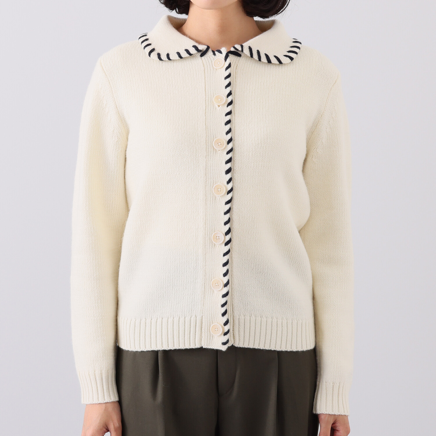 モカサン　ジュンコシマダ ステッチデザイン ニット ジャケットカーディガン