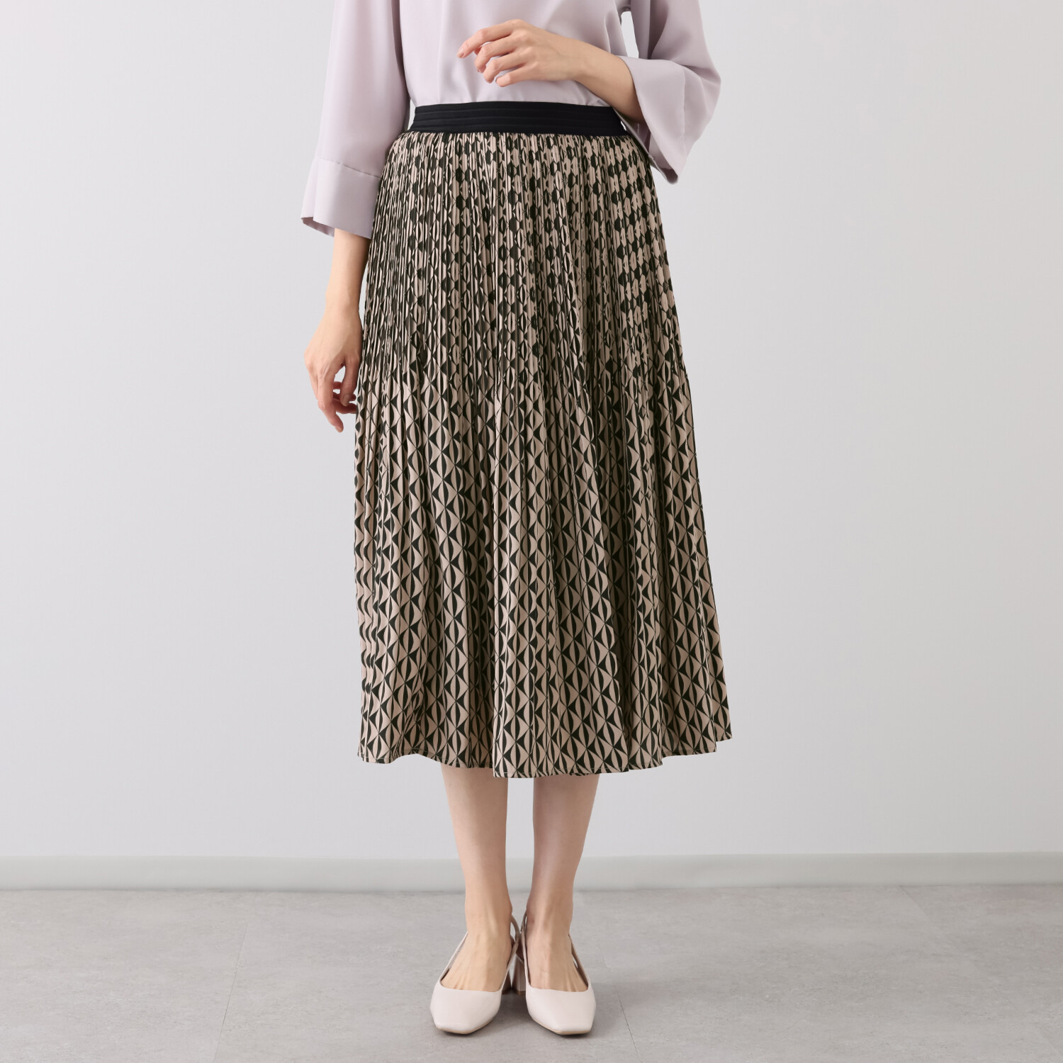 スタイル・ラヴィー ジオメトリックプリント プリーツスカート