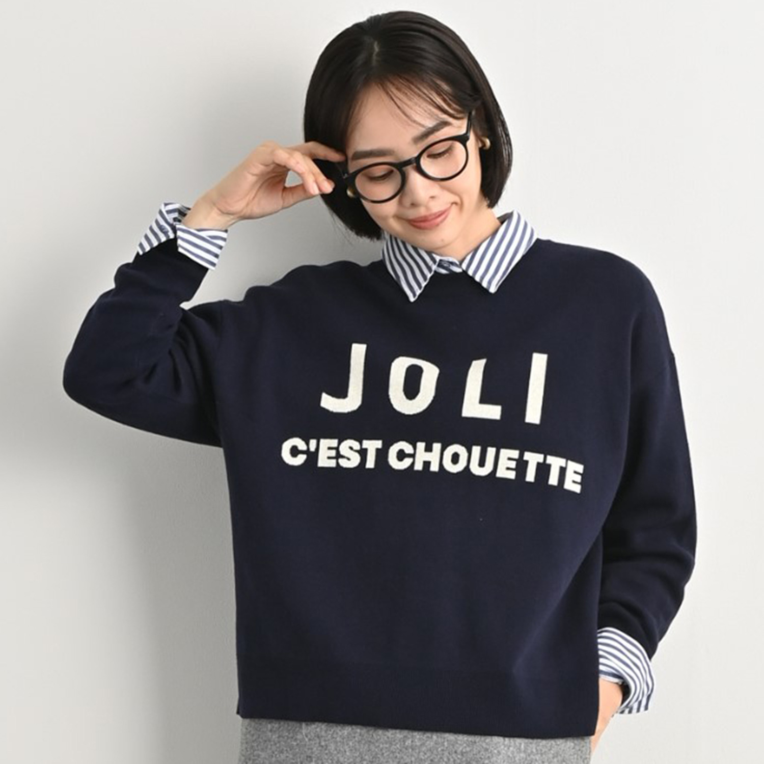 オン　ザ　エッジ ロゴアクセント ダブルジャガード なめらかな肌触り クルーネックプルオーバー