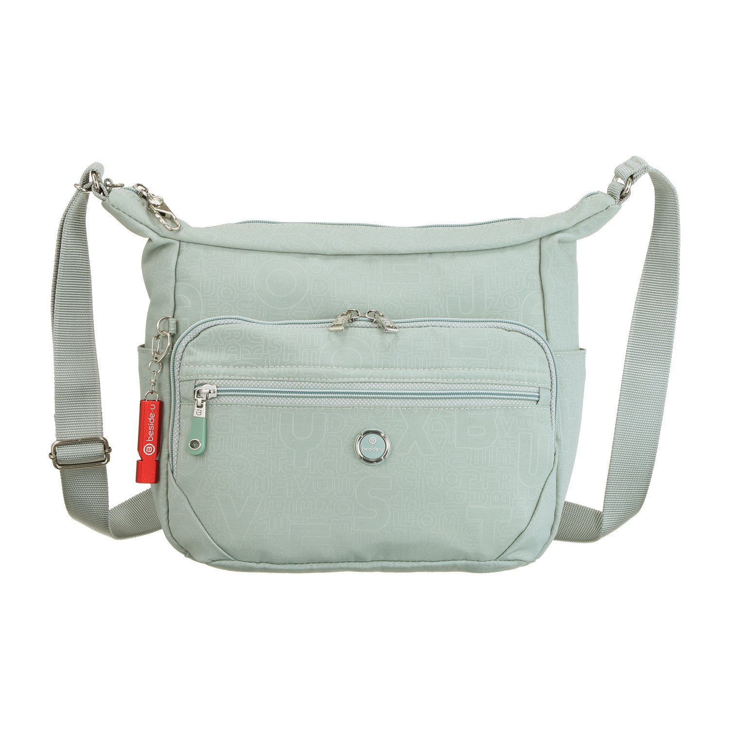 ビサイユ はっ水 アルファベット柄 エンボスプリント クロスショルダーバッグ