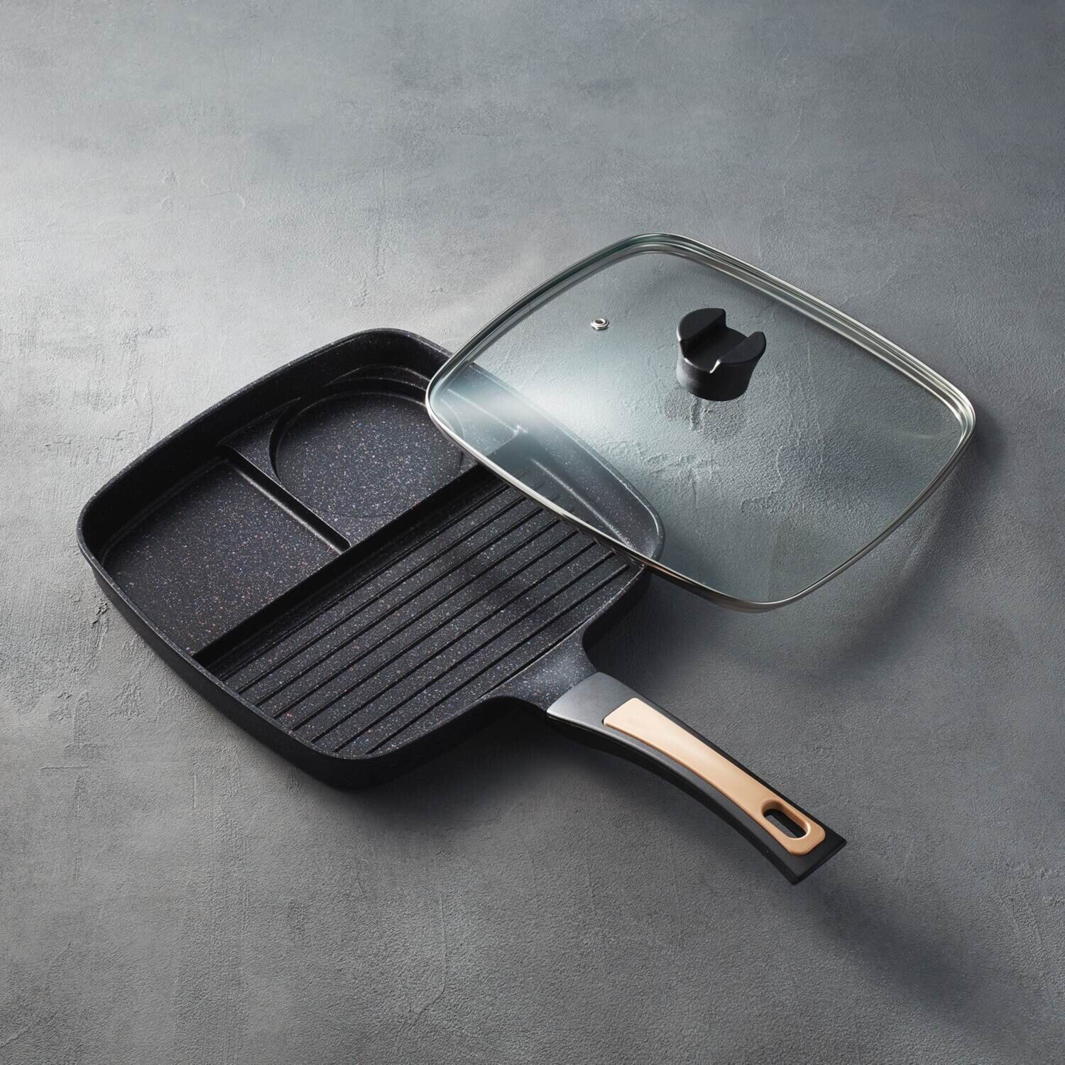 朝食、夕食、お弁当 様々な場面で活躍 １度に３つの料理が作れる 便利な仕切りフライパン ＩＨタイパパン