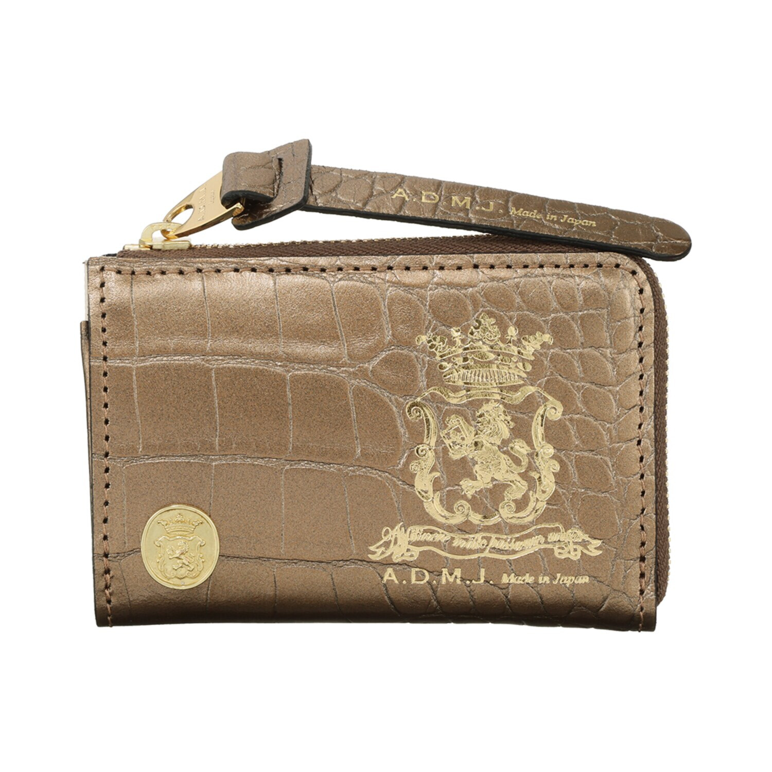 エーディーエムジェイ 牛革クロコダイル型押し マルチパース
