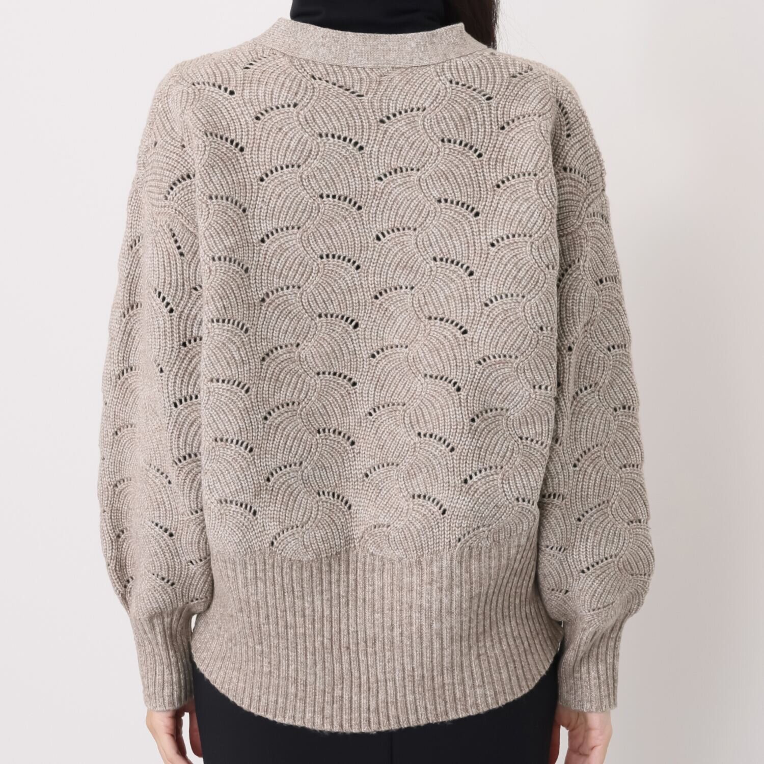 ボン・サンス 地柄×リブ編 ニットカーディガン