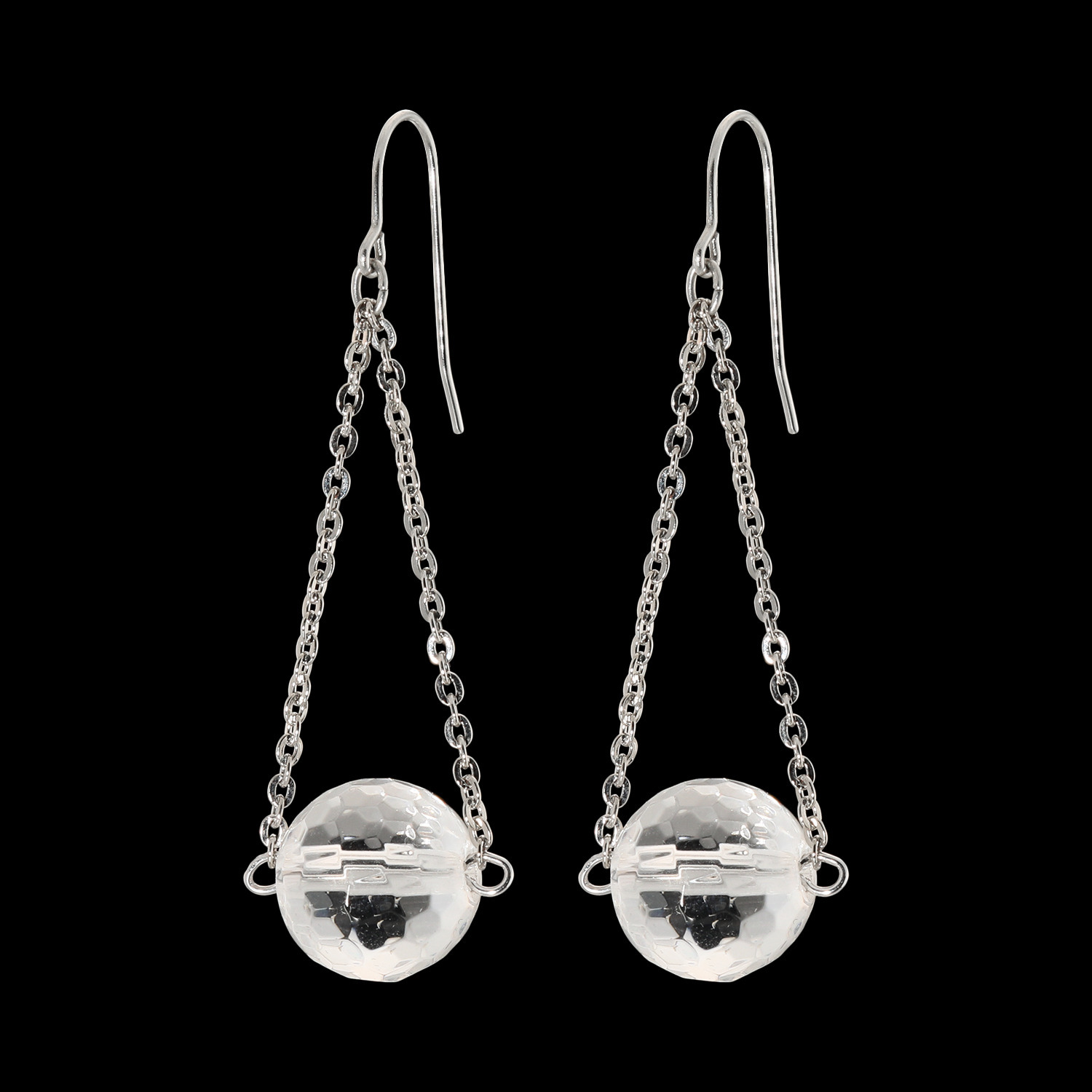 シマ・リリアーナ ステンレス ロッククリスタルクォーツ キラキラピアス