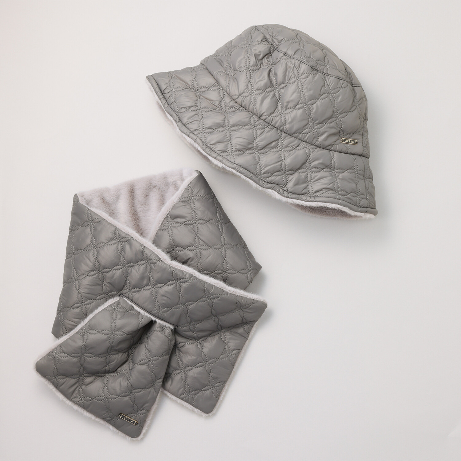 アッピア はっ水 あったかキルティング ハット＆マフラーセット