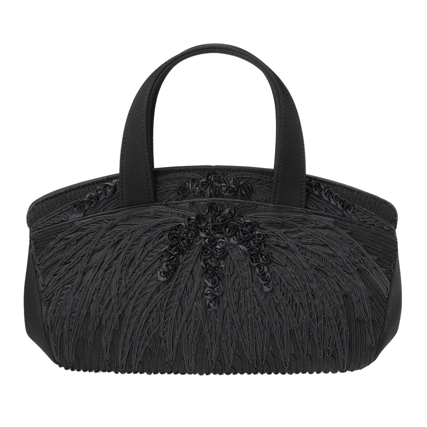 岩佐 国内生産 日本製生地 リボンテープ＆ コード刺しゅう フォーマルバッグ