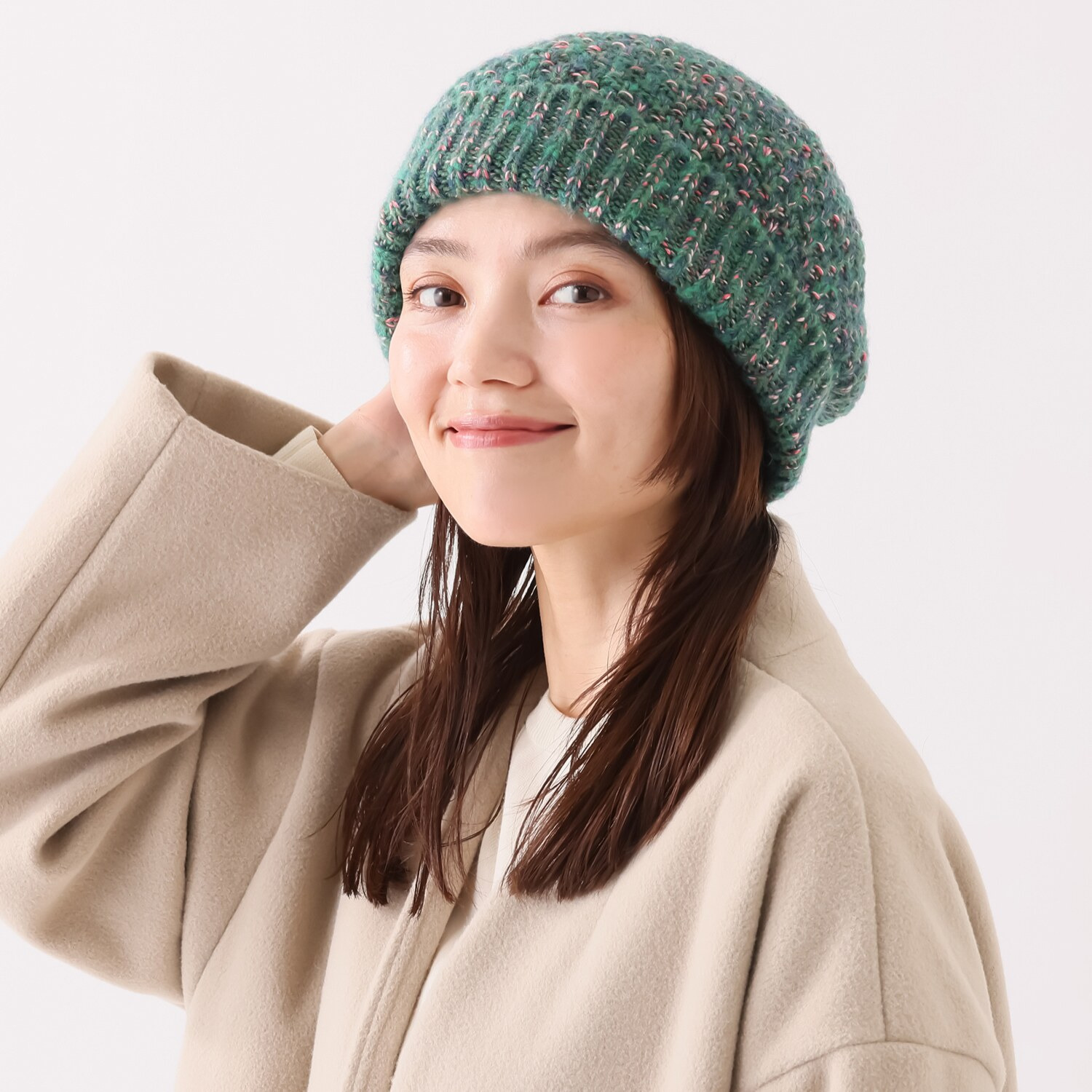 ベル・モード 耳まで暖か ミックスニット帽子