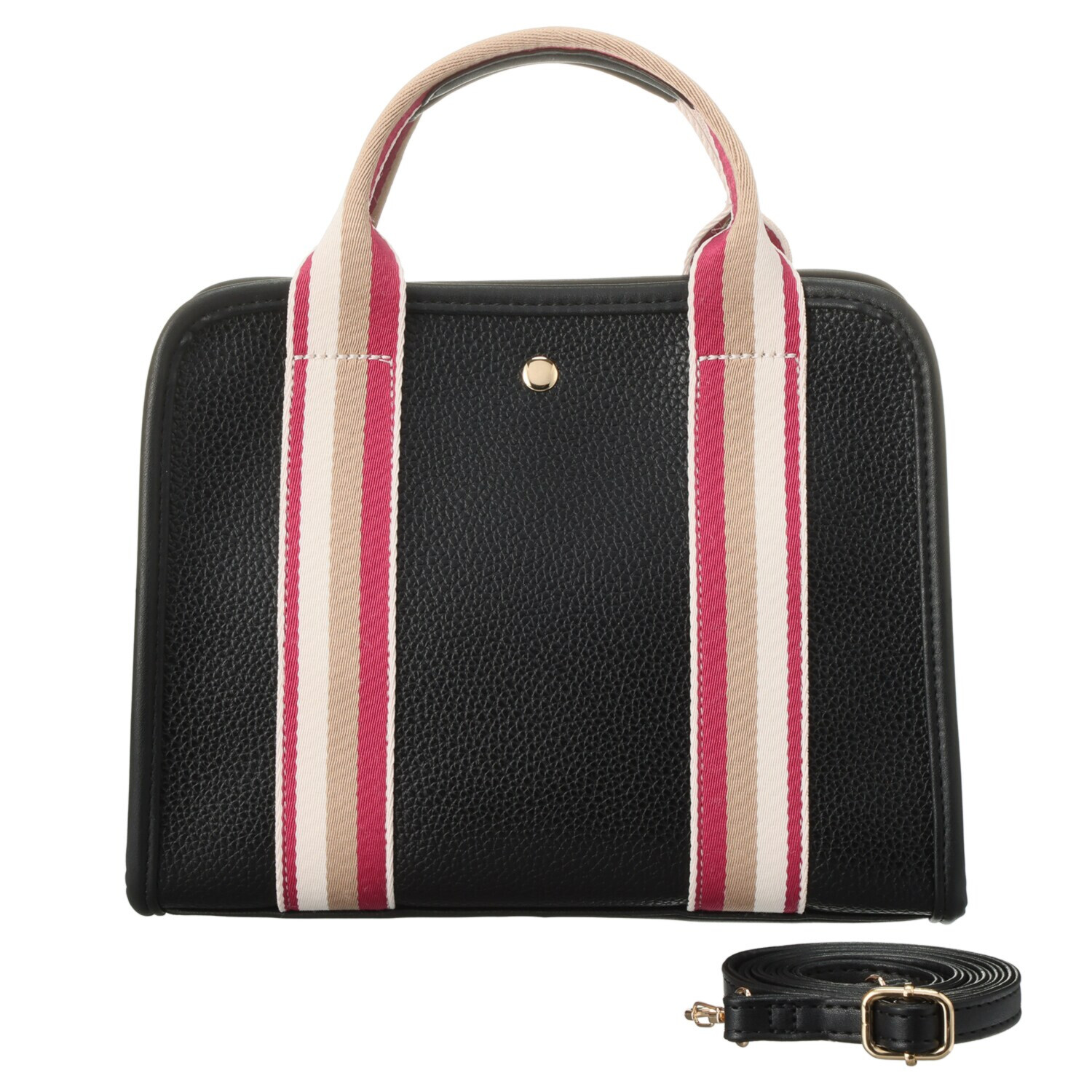 ラルジュ フェイクレザー テープアクセント ２ウェイトートバッグ