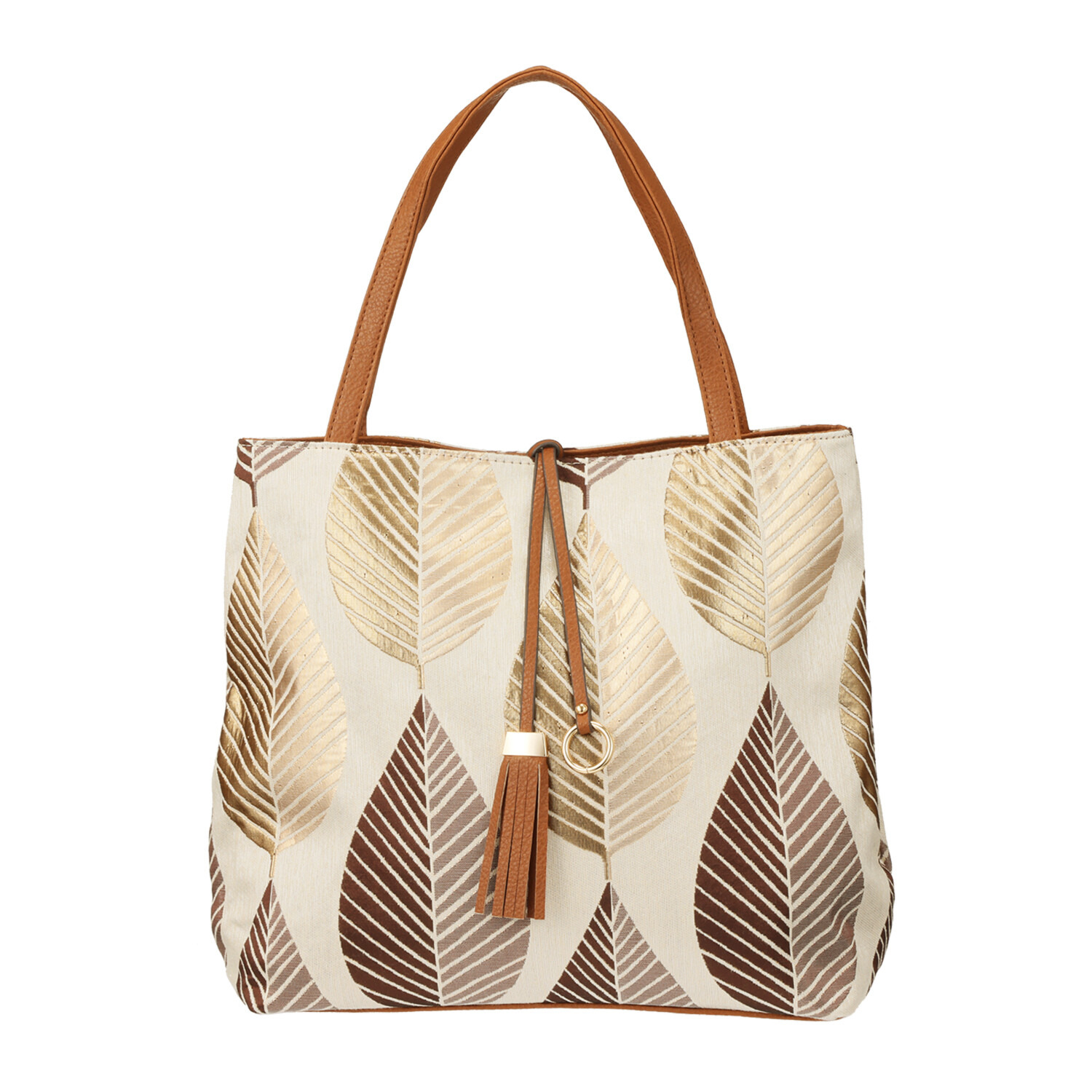 ラルジュ リーフジャガード タッセルアクセント 軽量トートバッグ