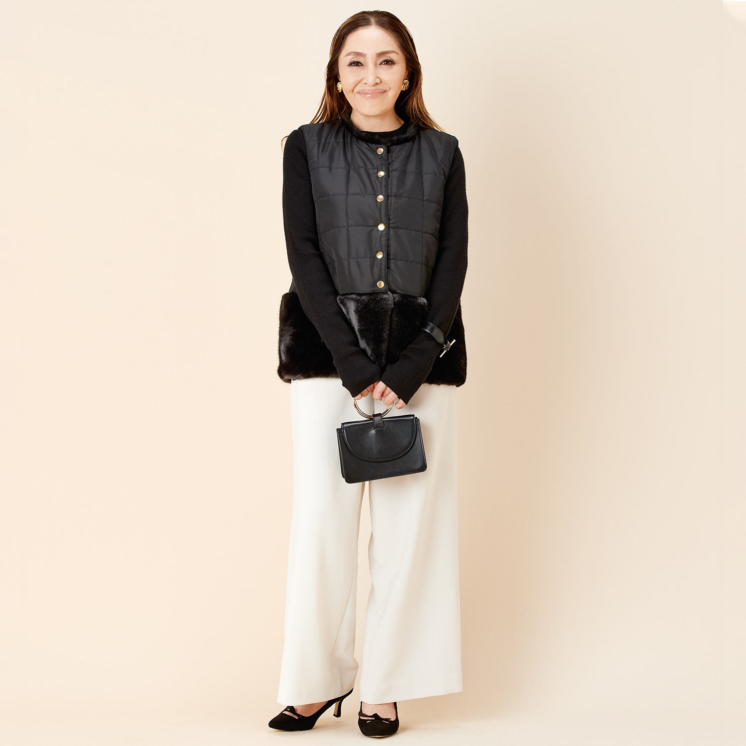 エアリーフェアリー 大人かわいく上品な ファードッキング ジレ