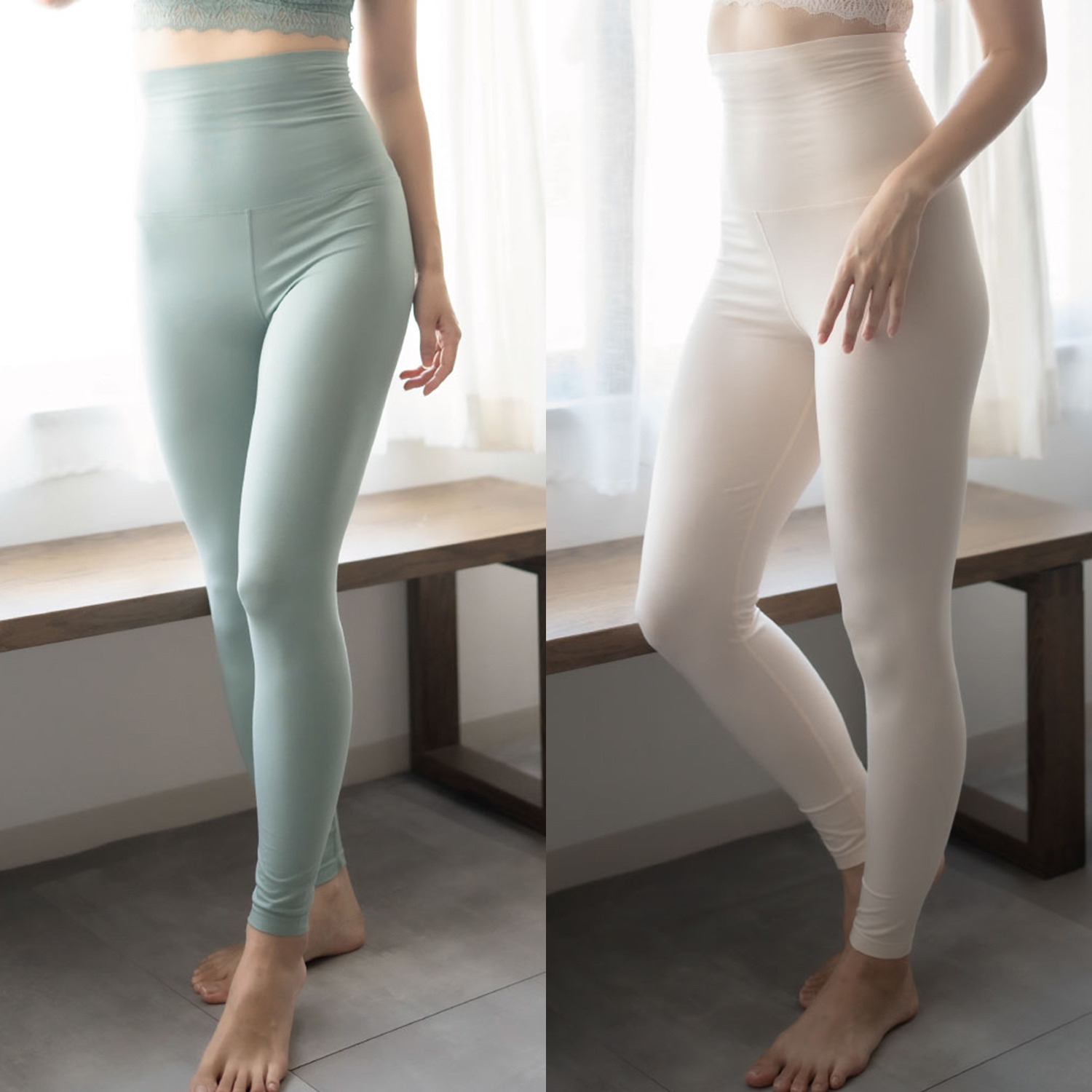 ヘ・エラ 抗菌防臭 上質ファインコットン使用 腹巻付レギンス ２枚セット