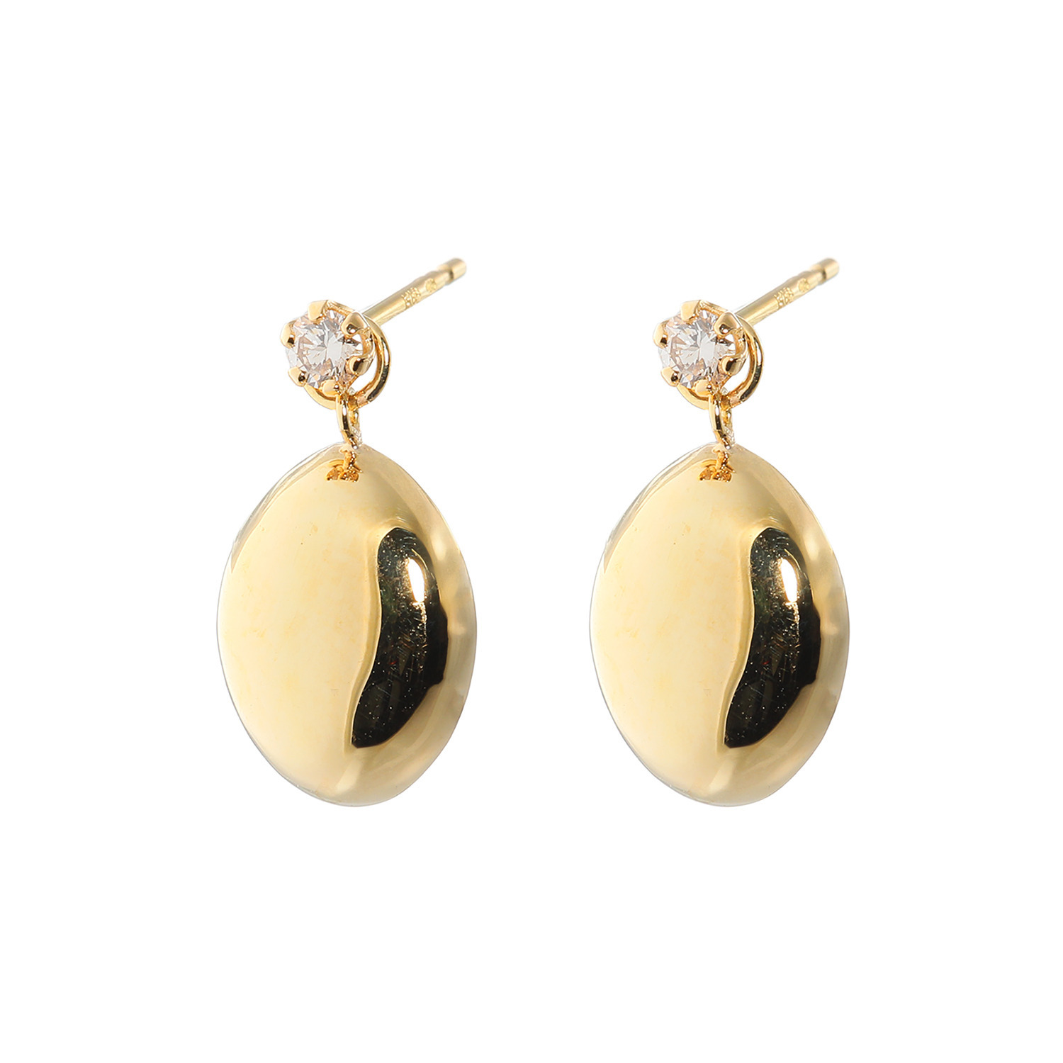 フルーフ 18K ダイヤモンド オーバルデザイン ボリュームピアス 