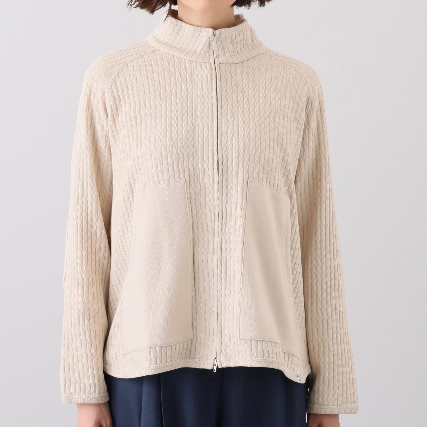 シロヤイチガントウキョウ コーコランコットン混 ハニカムフェイス ふんわり裏毛起毛 ブルゾン