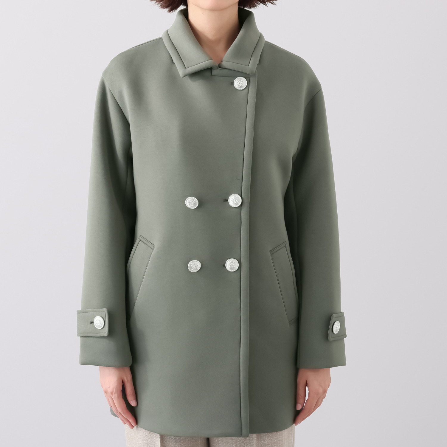 +J オリーブグリーン ピーコート XL J オリーブグリーン ピーコート XL J オリーブグリーン