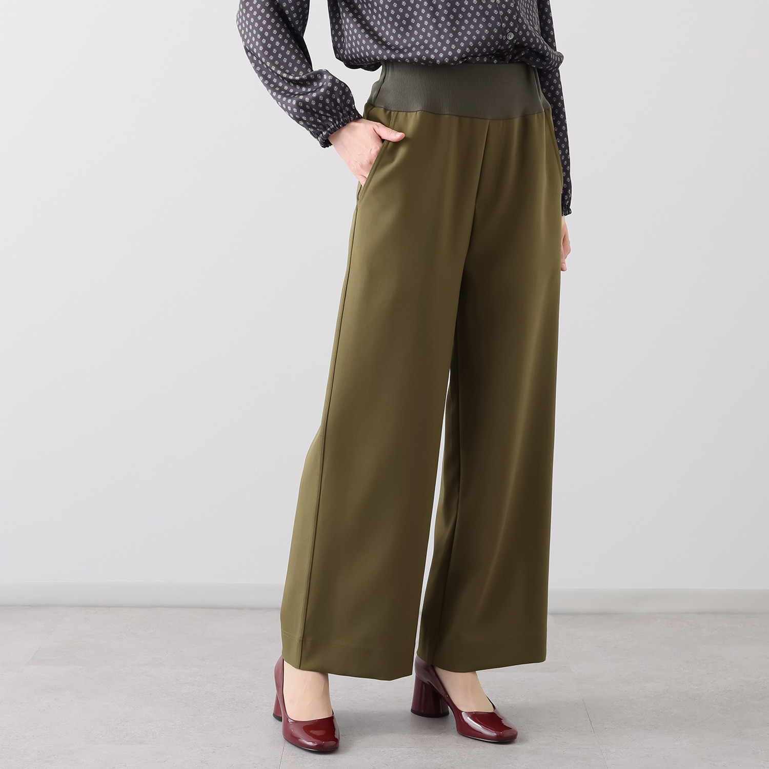 ダジュール ウエストリブ ワイドパンツ