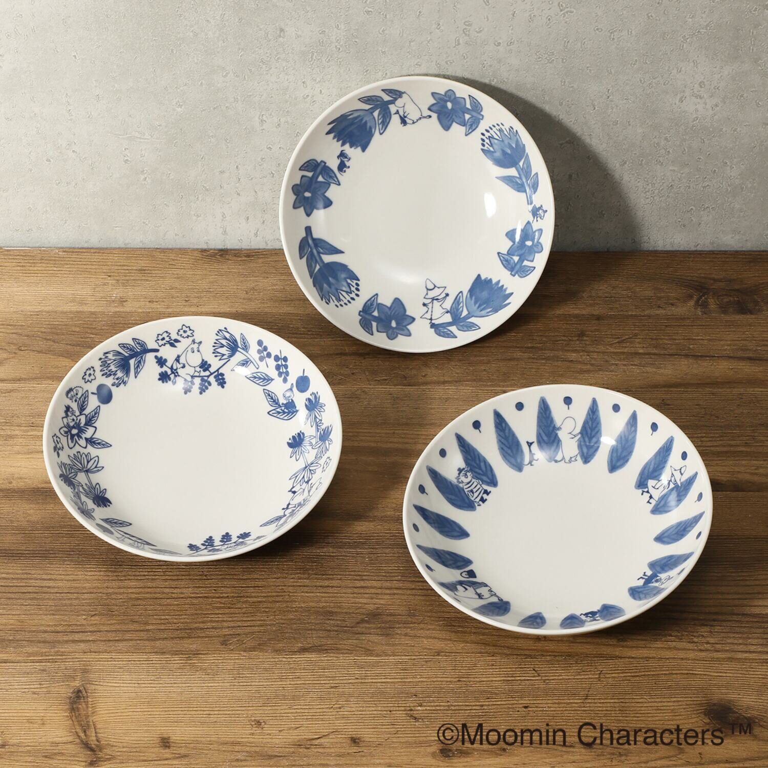 ムーミン 北欧ブルーデザイン 日本製 トリオボウルセット １７ｃｍ