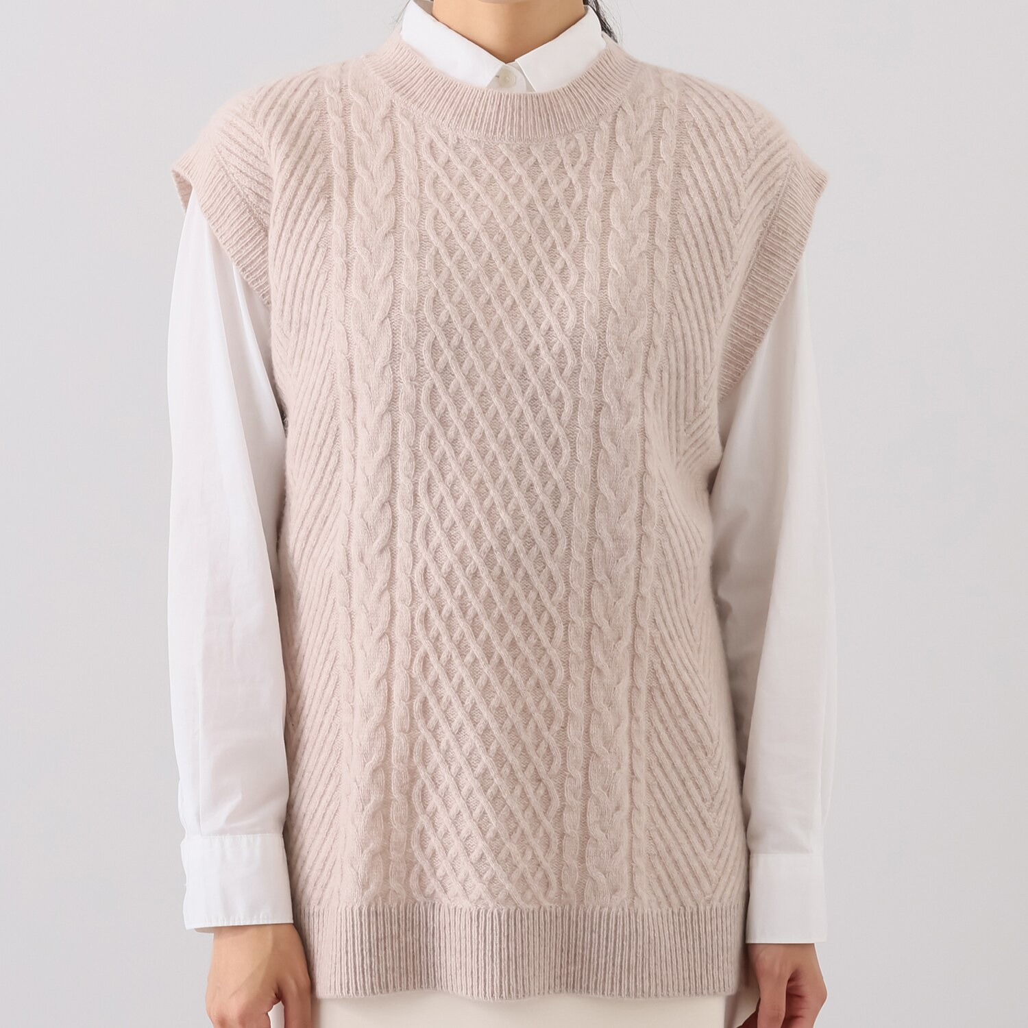 ルナリア ラムウール混 地柄ニットベスト