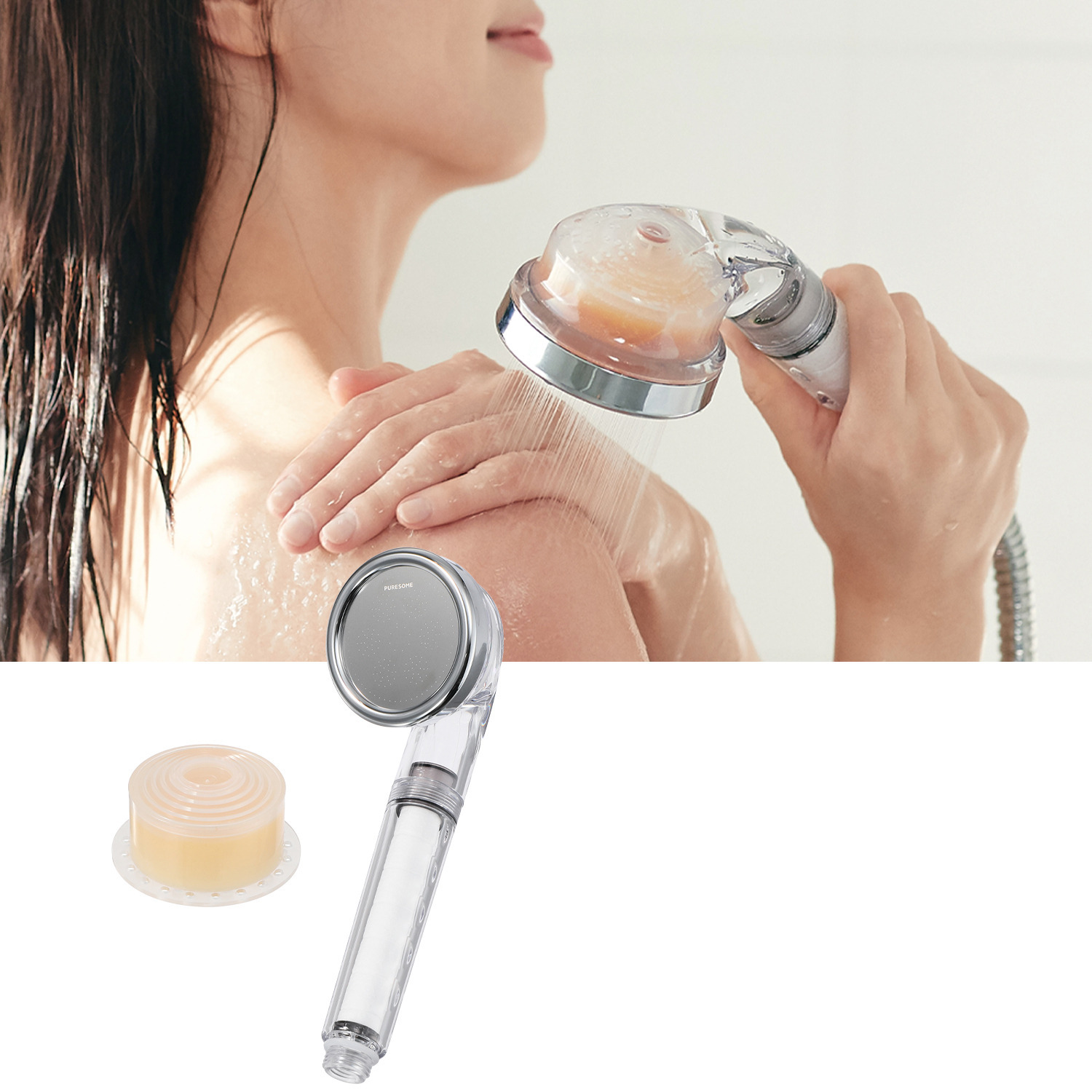不純物が取り除かれた キレイなお湯の シャワータイムを♪ ピュアサム シャワーヘッド