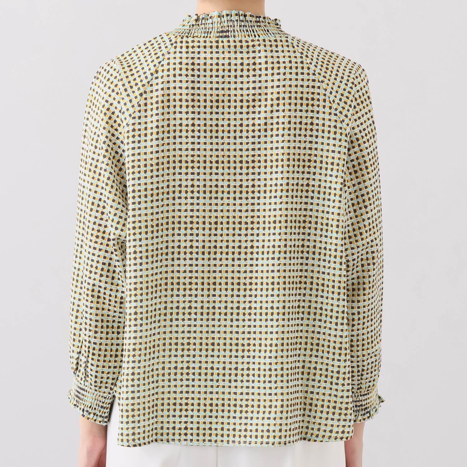 ボン・サンス 幾何柄プリント シャーリング ブラウス