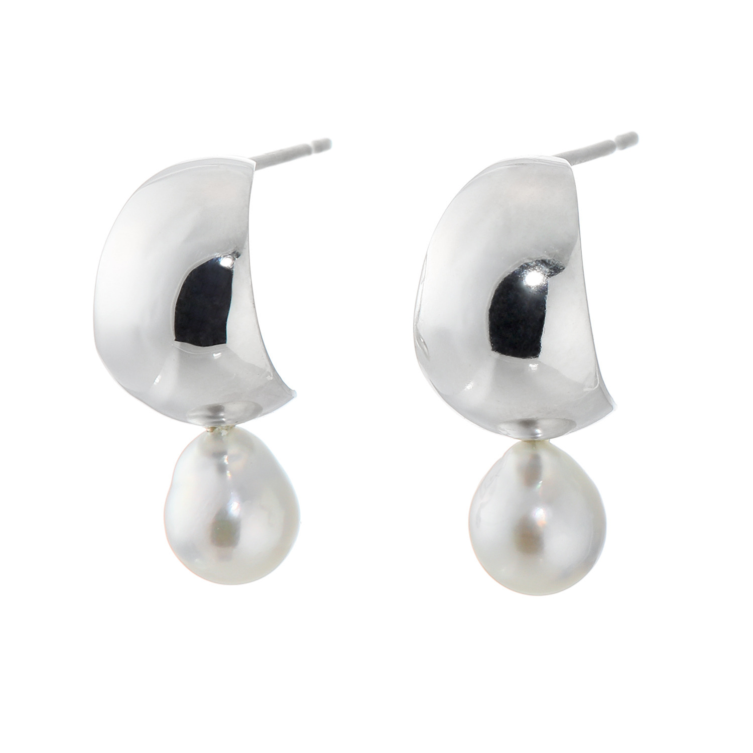 ブーレ シルバー 国産無調色 ナチュラルグレー ベビーアコヤパール メタルポイントピアス