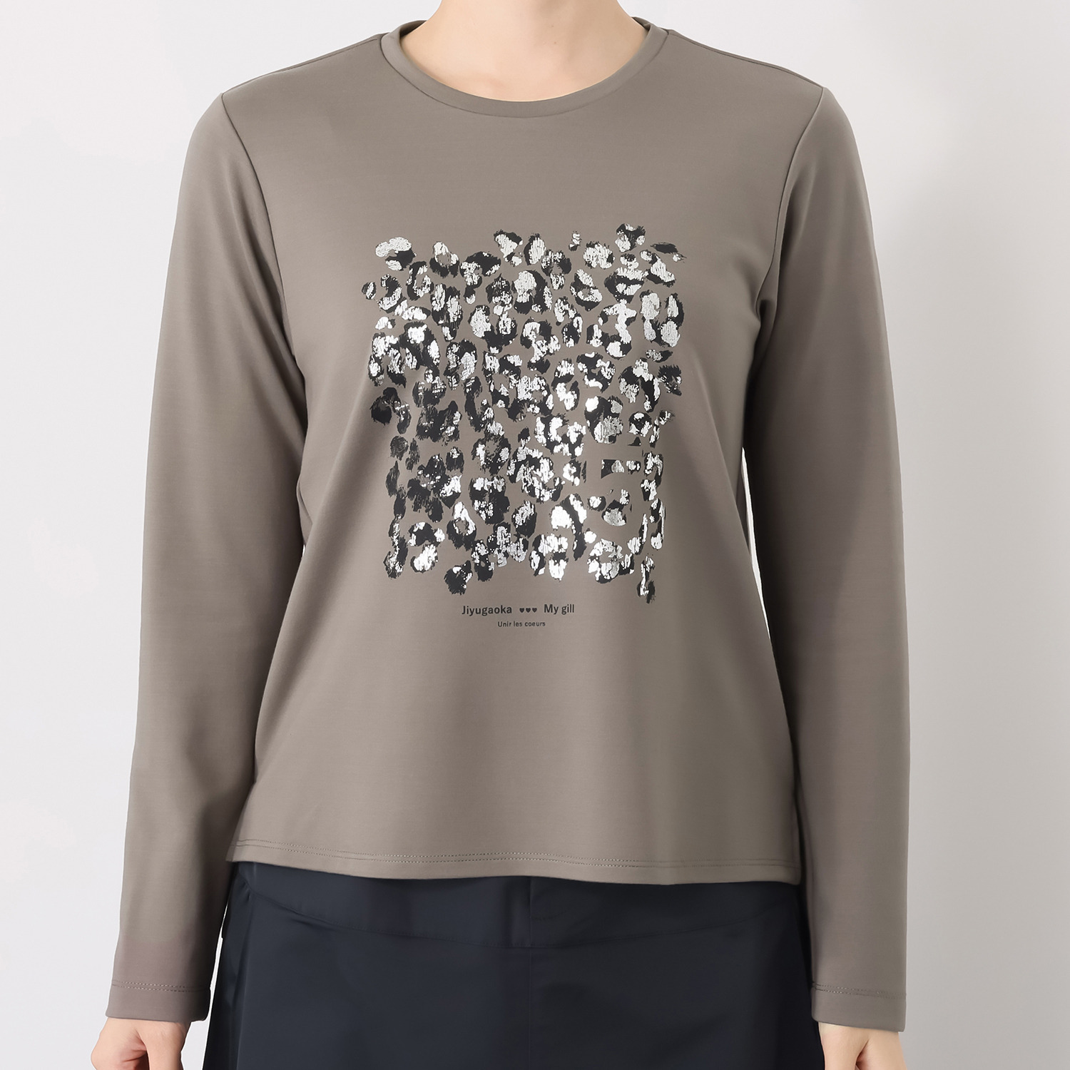 マイ　ジル オリジナル箔 レオパードプリント 長袖 カットソープルオーバー