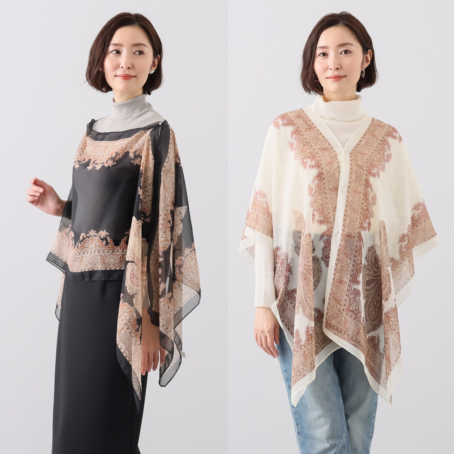 モノカフェ １枚で 着る・羽織る・巻く ３ＷＡＹエレガント ジレ＆ストール ２色セット