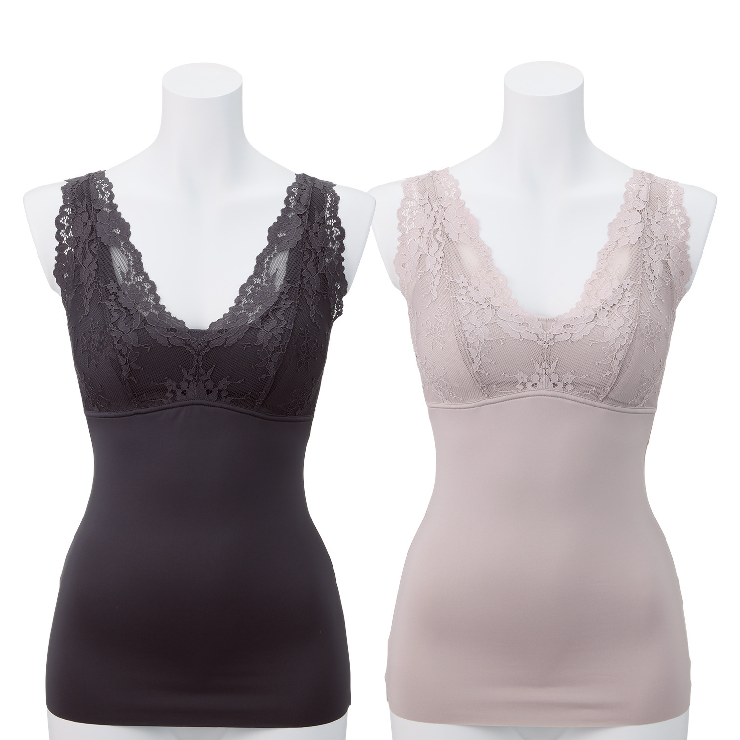 ジュエル パウダータッチの フリーカット素材 伸びて楽に着られる ブラタンクトップ ２枚セット