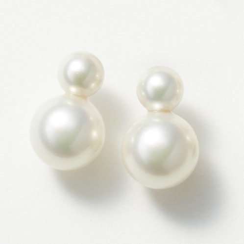 プレミアムパール 泉州の職人技 １０ｍｍＵＰ　貝パール ツインデザイン イヤリング／ピアス