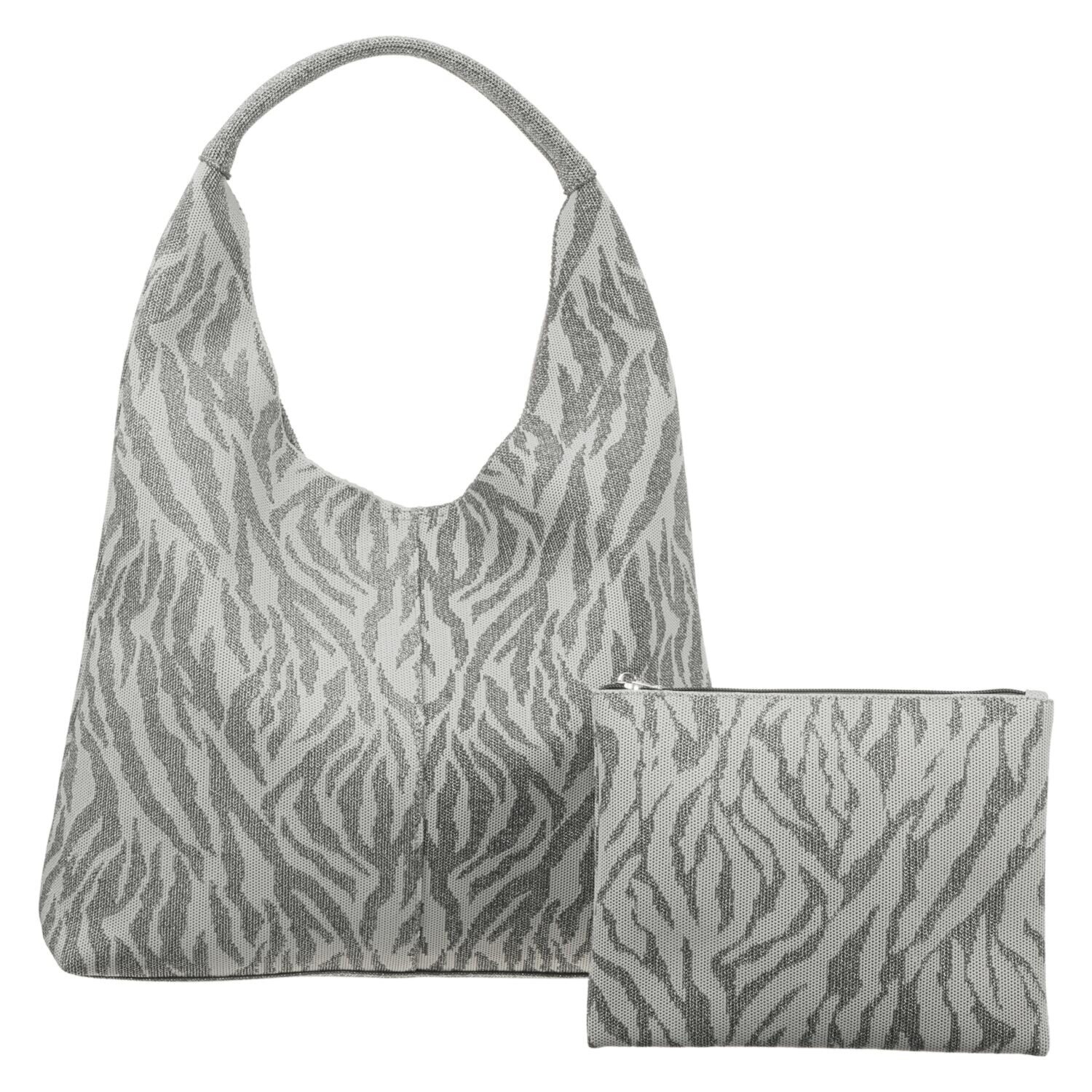 ルートート Ａ４すっぽり、肩掛けＯＫ ニット ラウンドトートバッグ ＜同柄ポーチ付＞