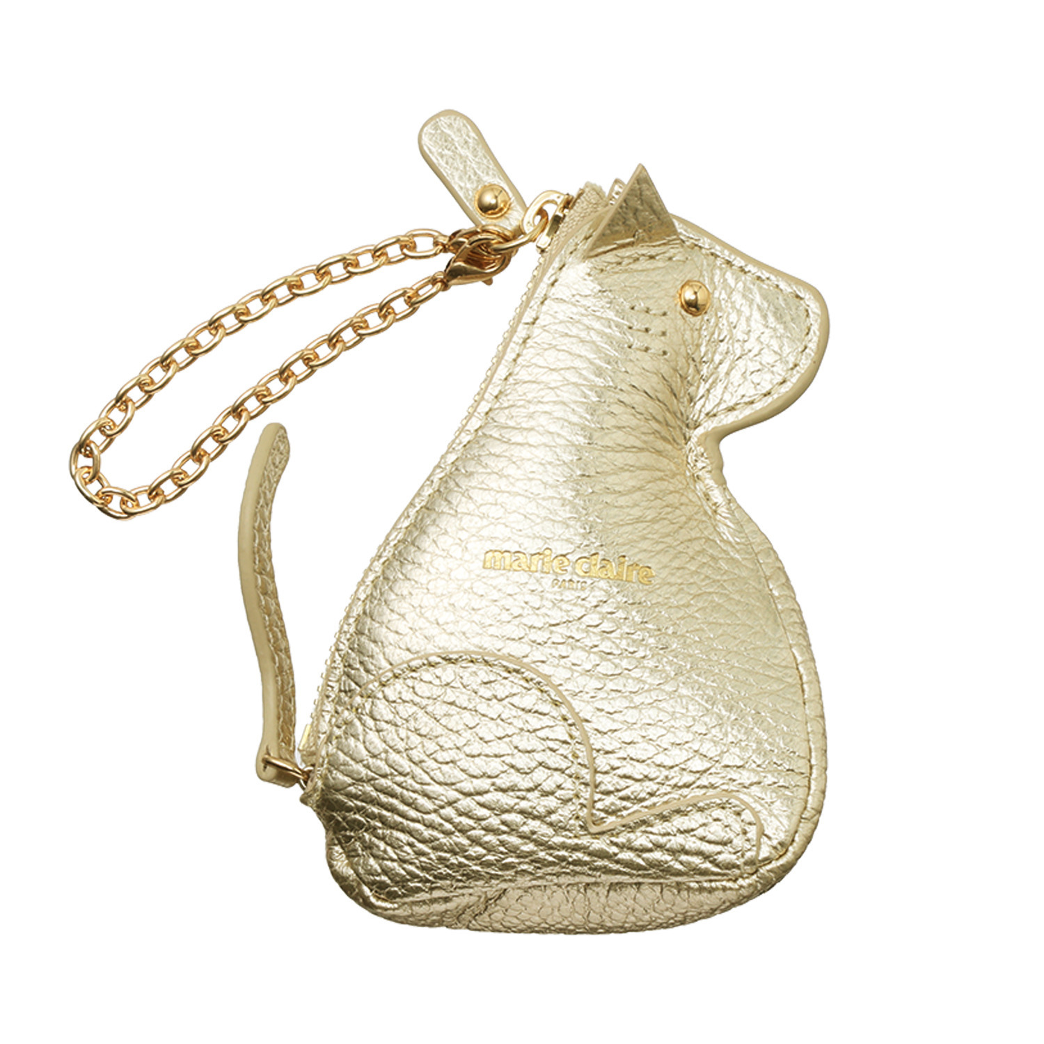 マリ・クレール イタリアンレザー バッグチャームにもなる キャットポーチ