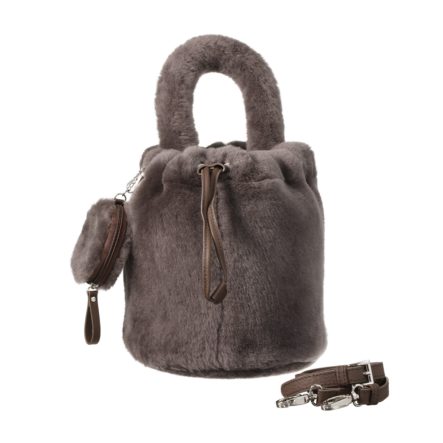 ペレリールッソ デビュー１０周年企画 インペルサ社製 メリノムートン ２ウェイバッグ ＜マカロンチャーム付＞