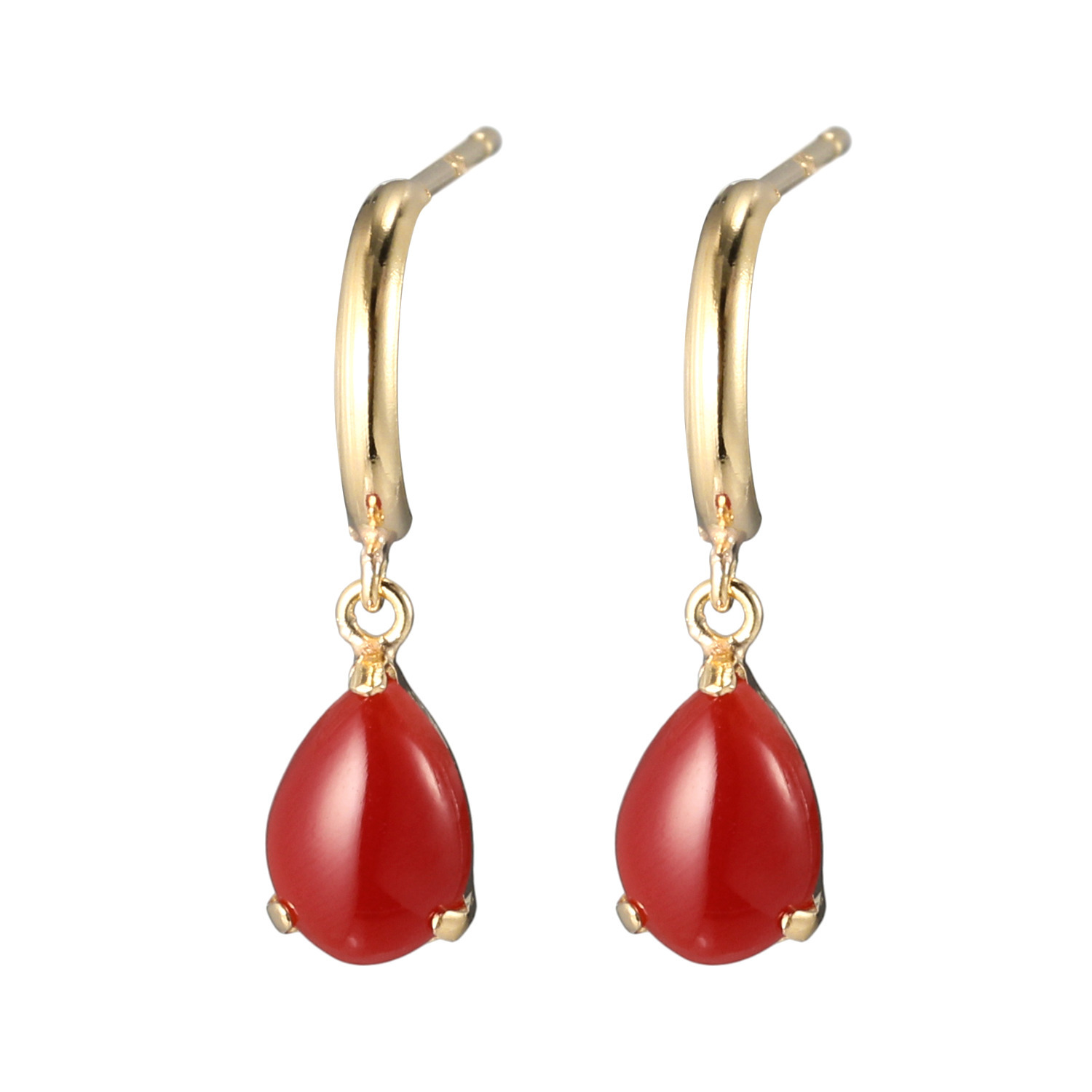 香瑚 18K 高知県産血赤珊瑚 ペアシェイプピアス- ショップチャンネル 