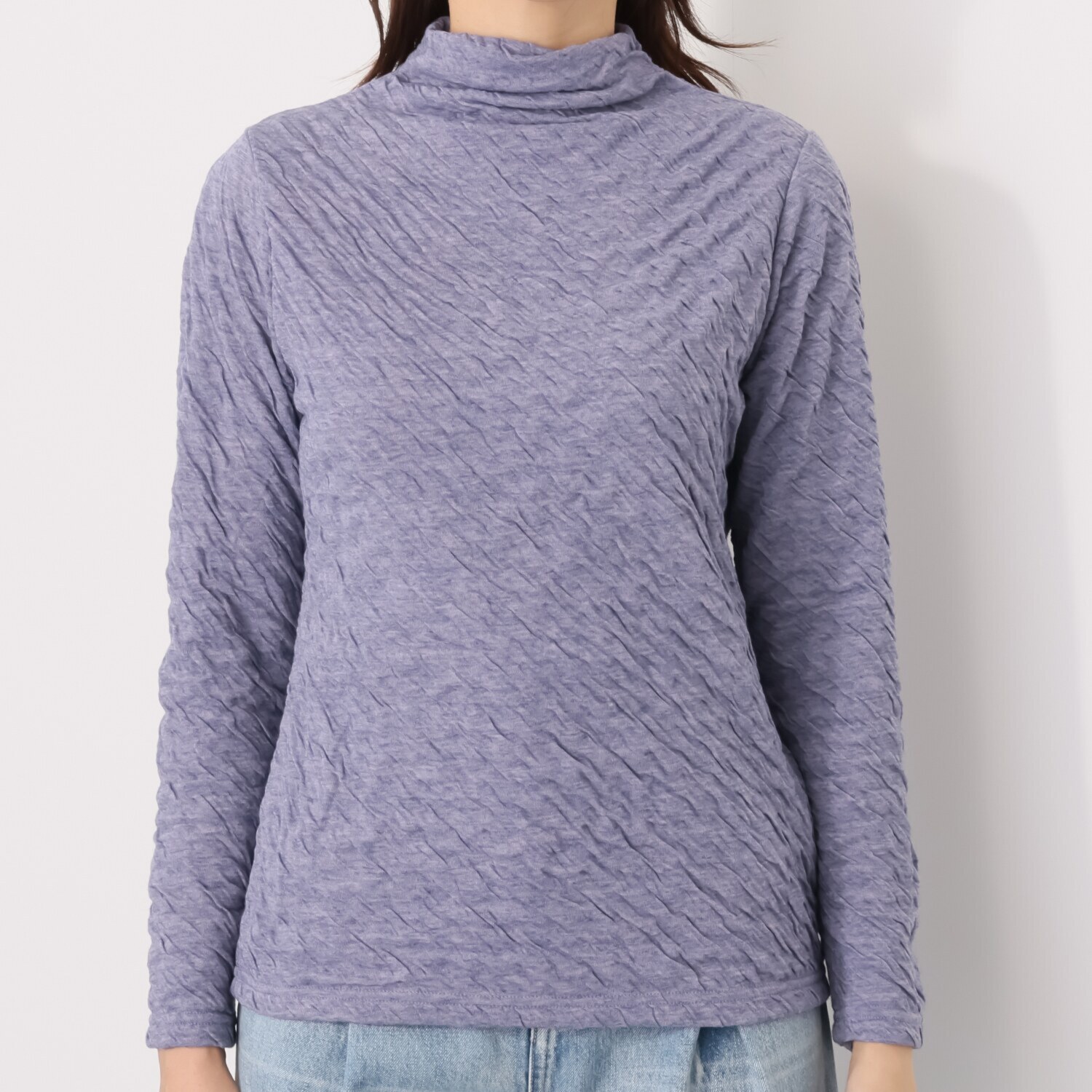 ココンライフ　ドゥ エアロウオーム ふんわり暖か　ウェーブ柄 セミボトルネック プルオーバー