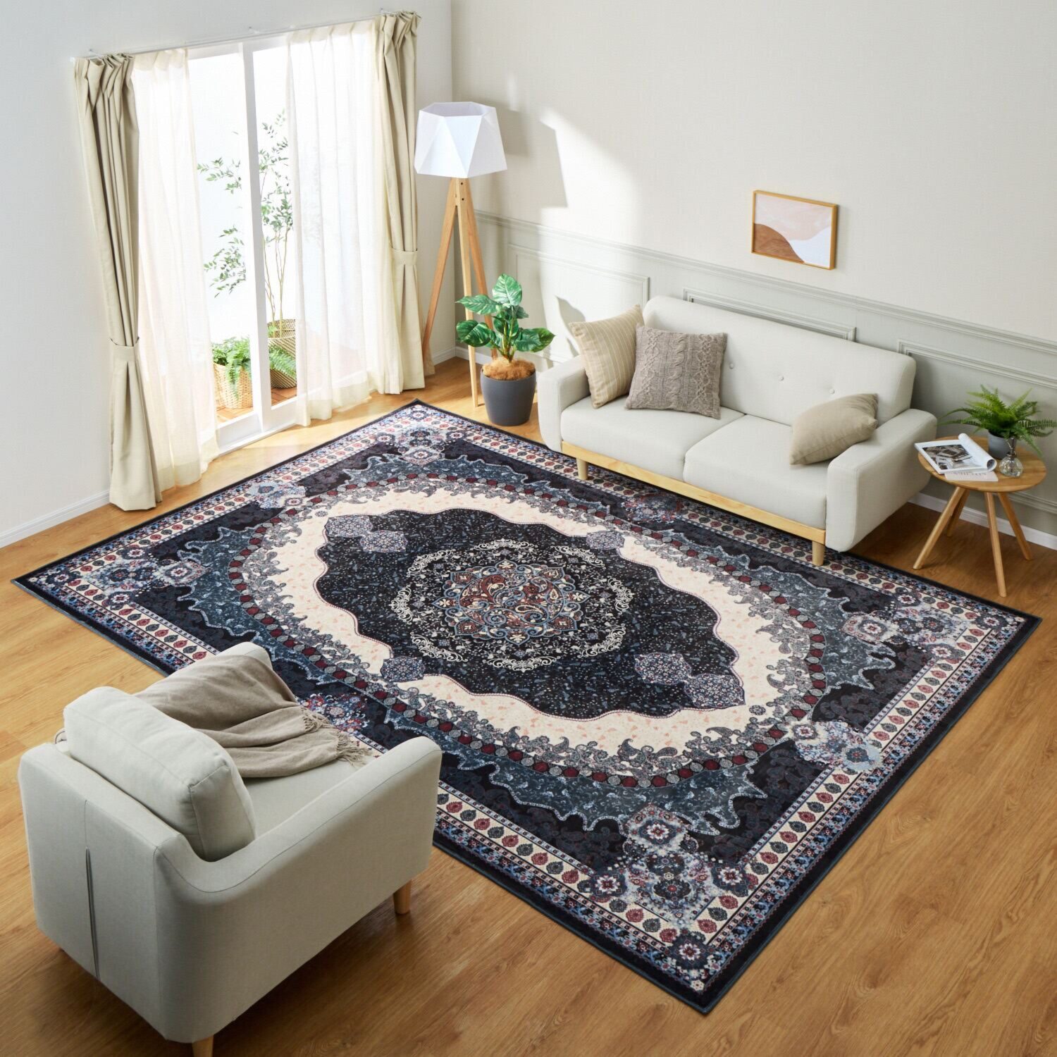 洗える＆はっ水加工で お手入れ簡単！ ペルシャンデザイン シルクタッチカーペット “マルグリット” ＜２３０×３２０ｃｍ＞