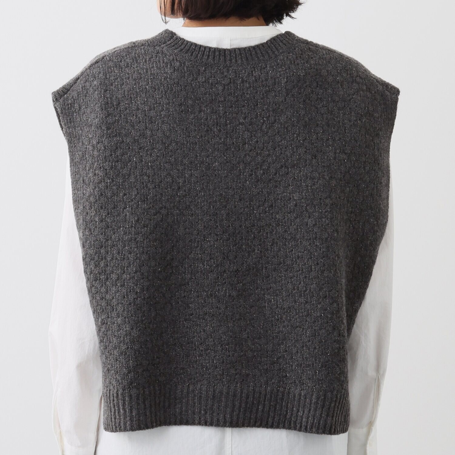 ボン・サンス 地柄　スリット ニットベスト