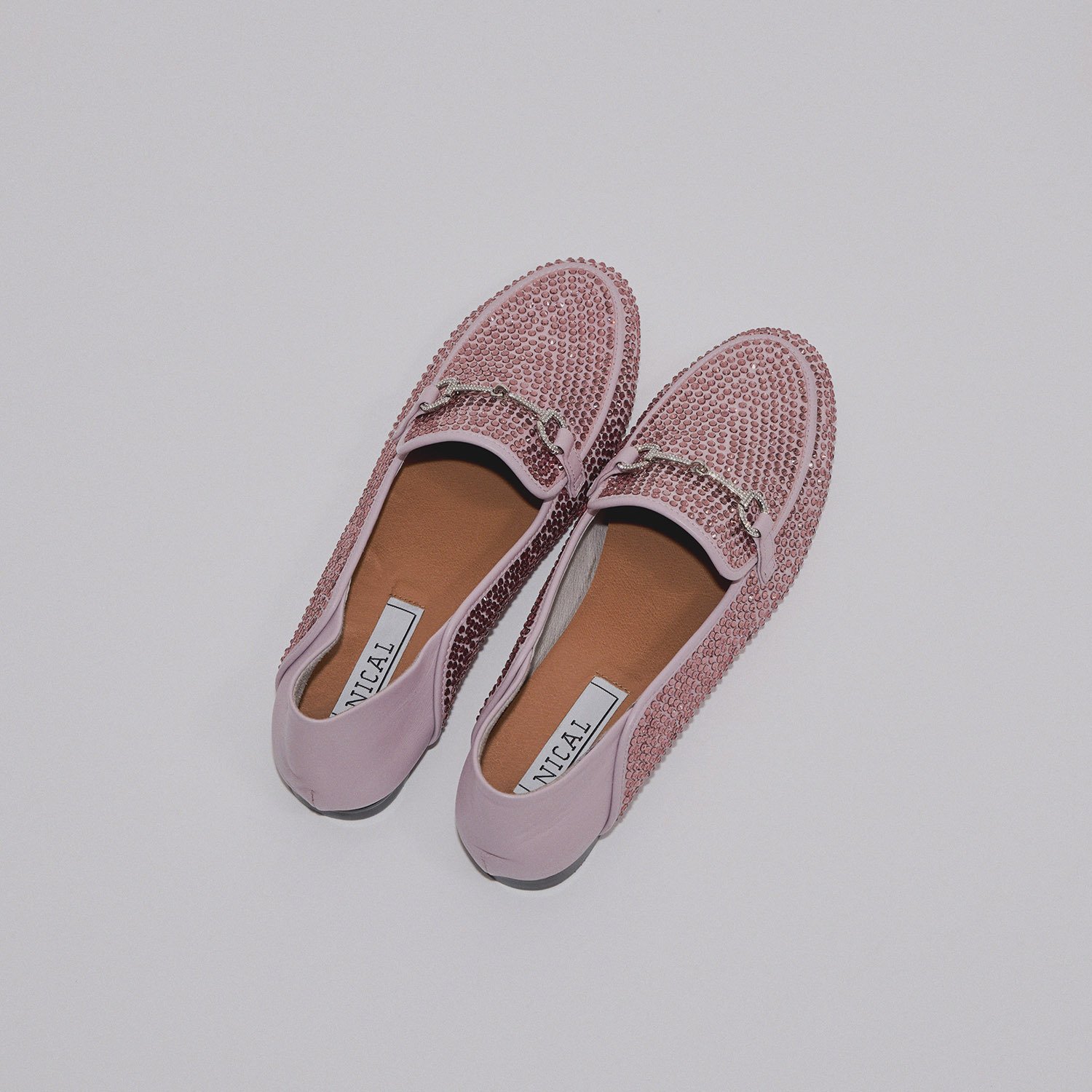 ニカル シープレザー ラインストーン バブーシュローファー