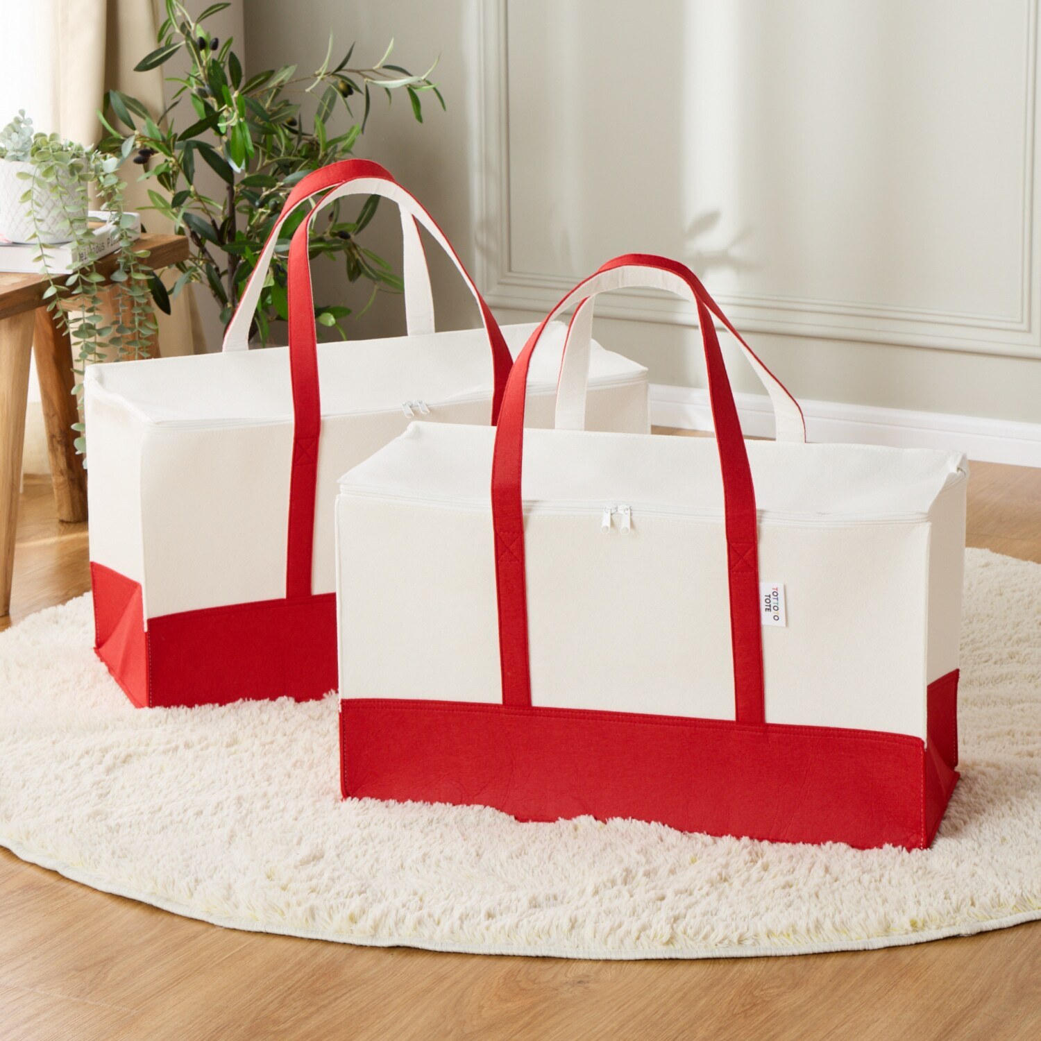 おしゃれなデザインで 便利に収納 トートデザイン収納ケース ＜バッグタイプ２個組＞