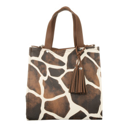 ラルジュ タッセル付 フェイクレザー アニマル柄トート