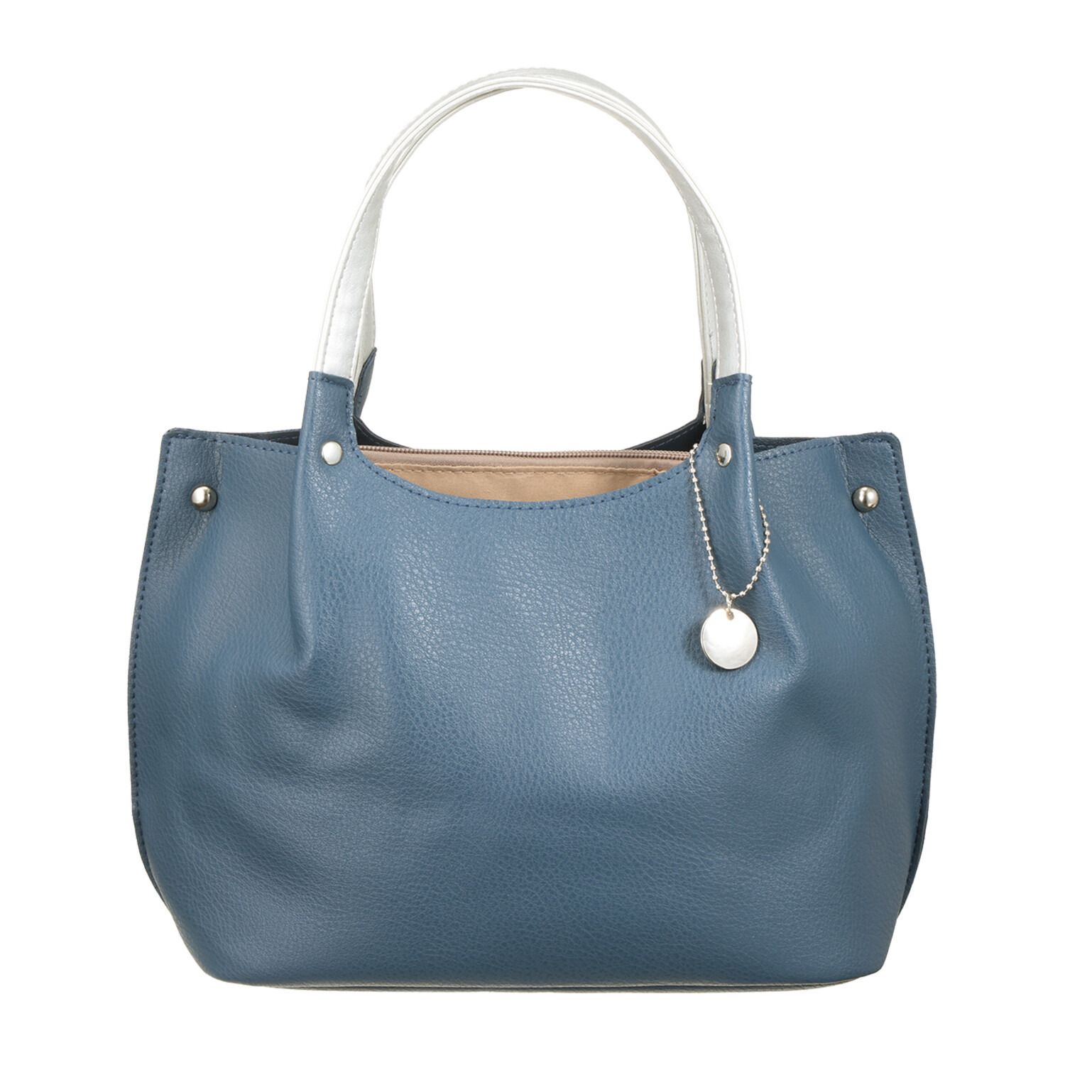 ラルジュ チャーム付 軽量 フェイクレザー ハンドバッグ