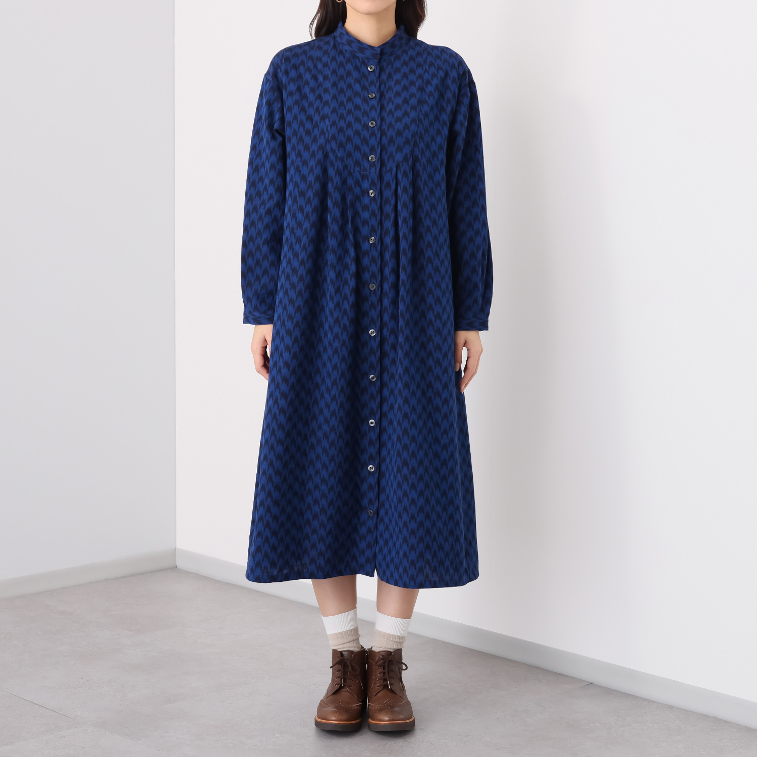 オカモト商店 ギエモン 久留米かすり 前開きワンピース