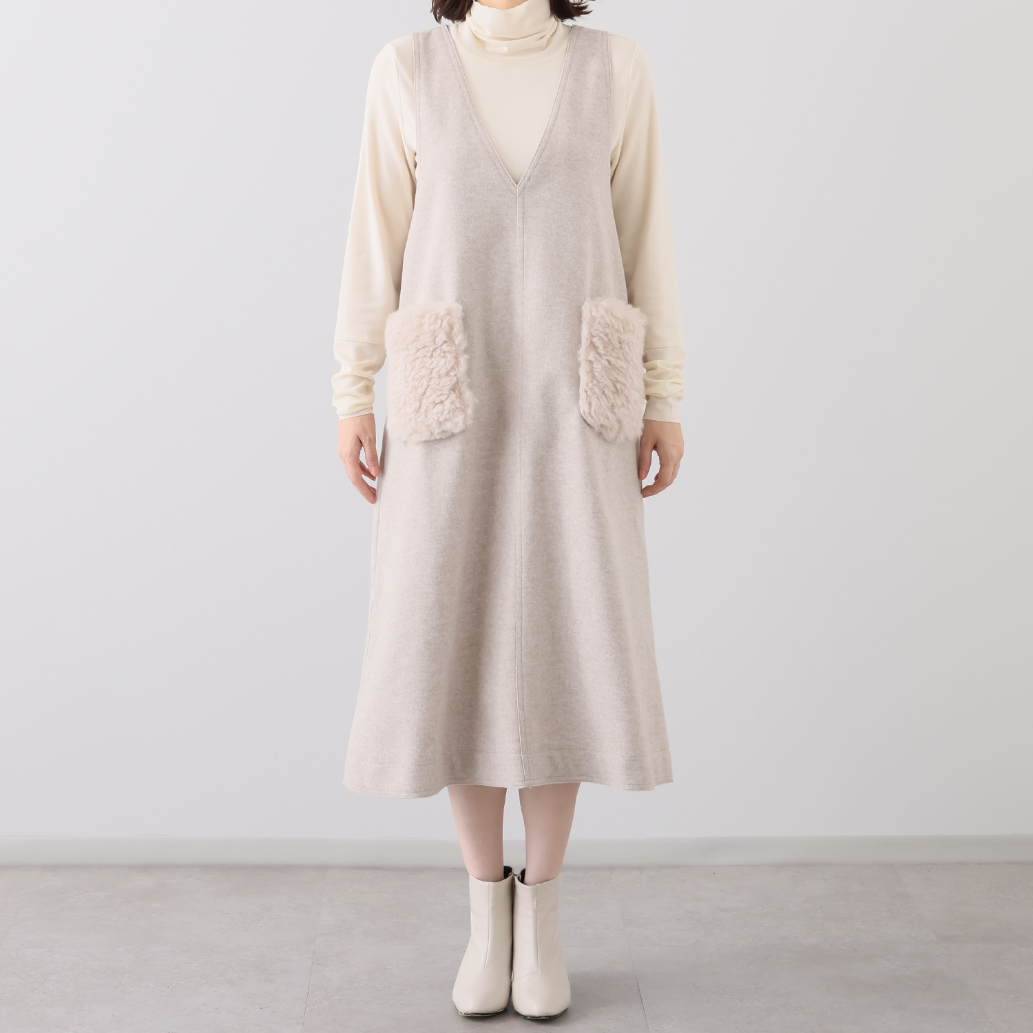 スタイル・ラヴィー エコウール＆ プードルファー ガーリーでモードな ジャンパースカート