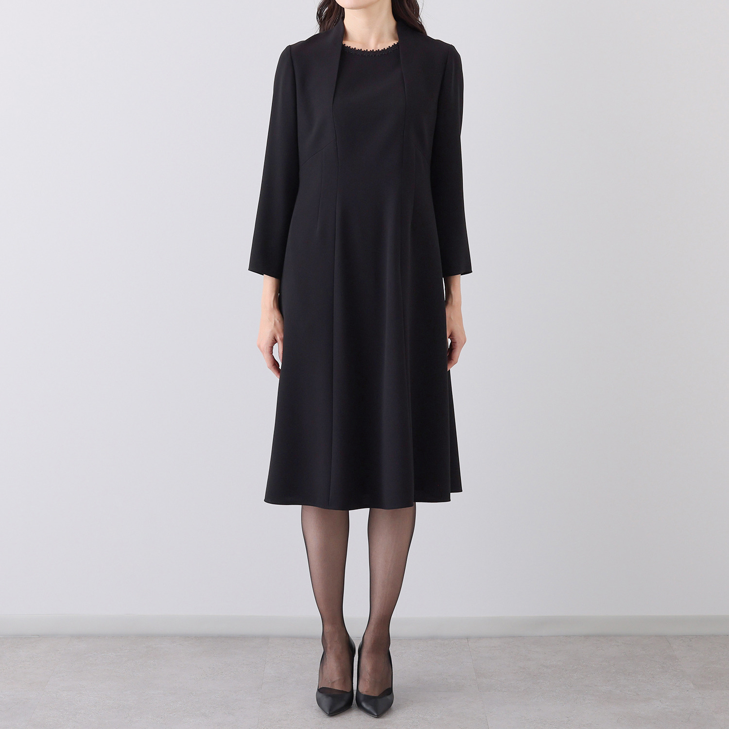 ニュイ ブラックフォーマル 洗濯機で洗える 前開きワンピース