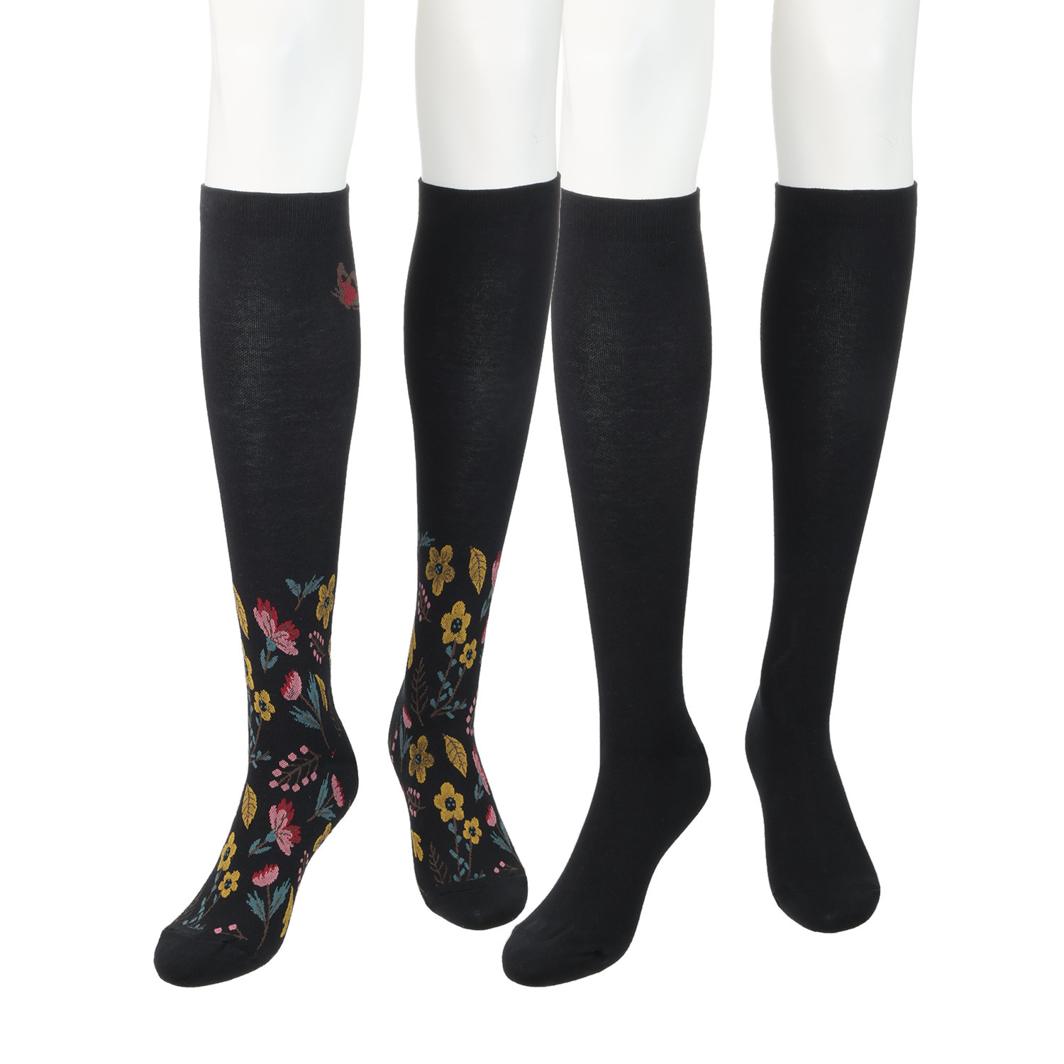 楽キュッと 日本製　独自の着圧設計 綿混ハイソックス ２足セット