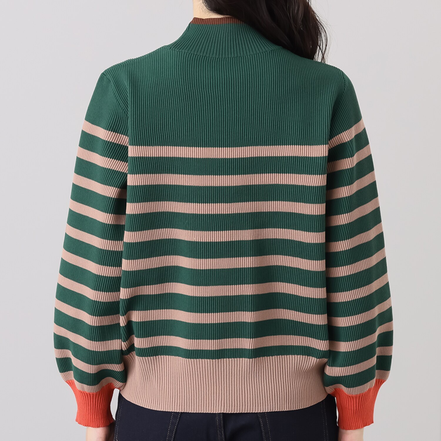 アリュメット 配色ボーダー ニットプルオーバー