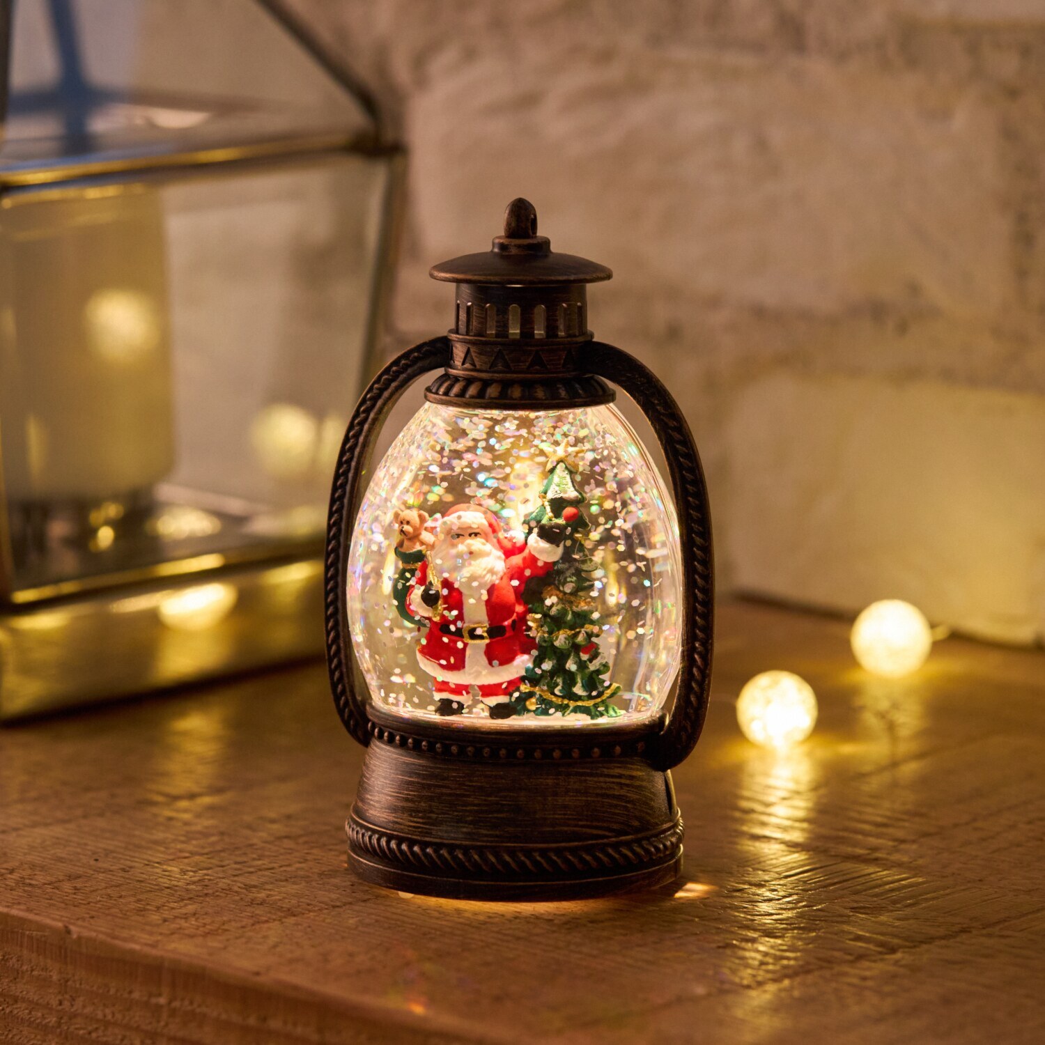 スノーグローブ アンティーク調 ランタンライトスタンド